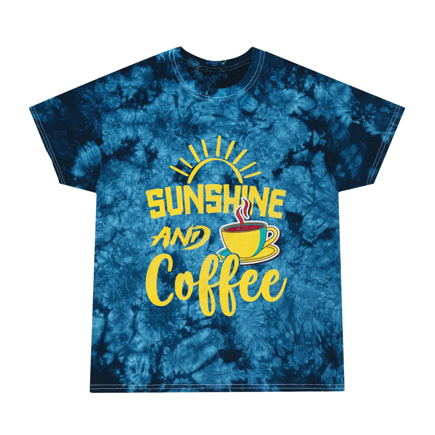 Sunshine and Coffee Tie-Dye Tee, Relaxed Summer Style, Perfect for Coffee Lovers, Gift for Birthdays, Beach Days, and Casual Outings