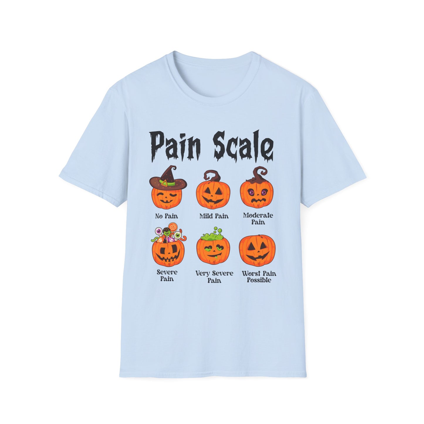 Pain Scale Nurse T-Shirt, Funny Tee, Pumpkin Graphic Shirt, Spooky Season Top, Gift for Pain Lovers