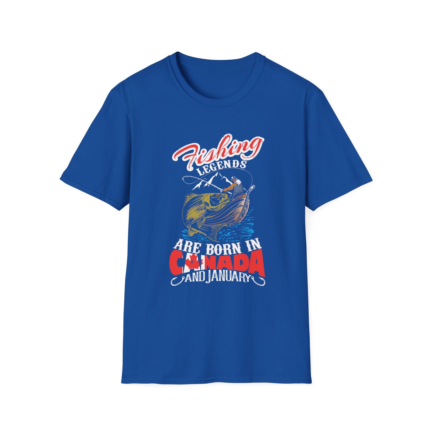Fishing Legends Unisex Softstyle T-Shirt - Born in Canada (January)