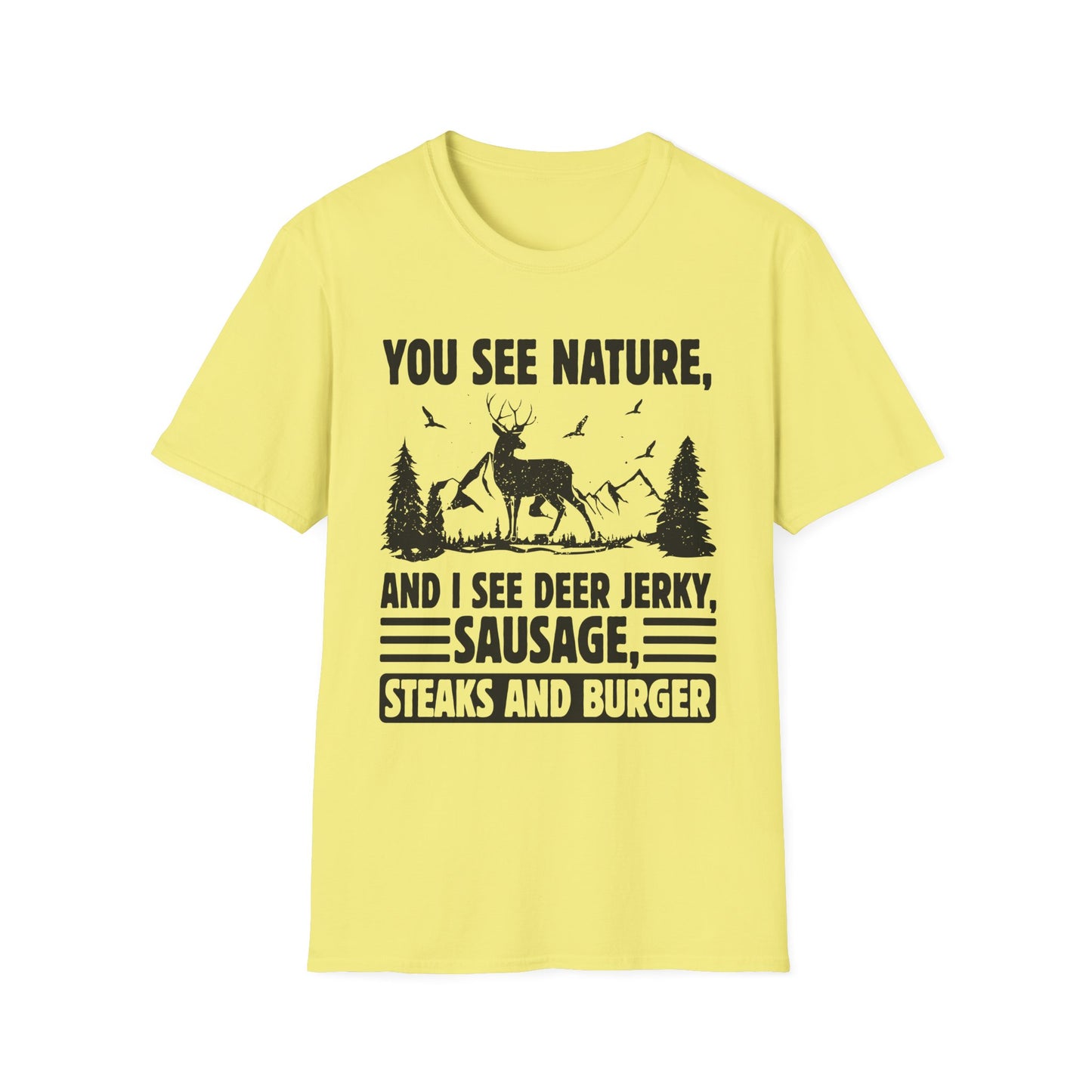 Nature and Jerky Lover's Unisex T-Shirt | Funny Outdoor Humor Tee, Gift for Hunters