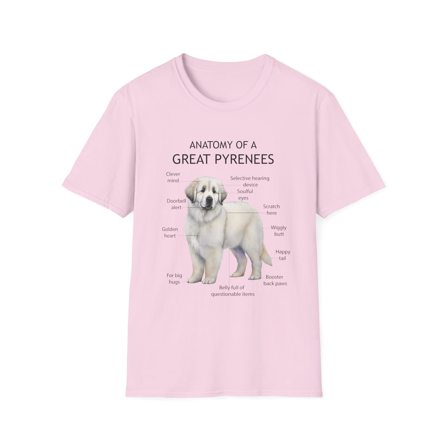 Great Pyrenees Anatomy T-Shirt, Dog Lover Gift, Pet Parenting Tee, Animal Facts Apparel, Unique Pet Owner Shirt