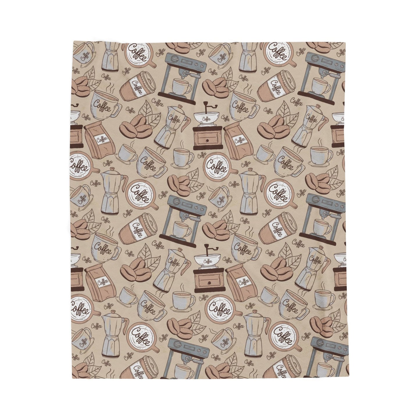 Cozy Coffee-Themed Velveteen Plush Blanket, Perfect for Coffee Lovers, Gift for Home Decor, Soft Throw for Fall, Warm Blanket for Relaxing