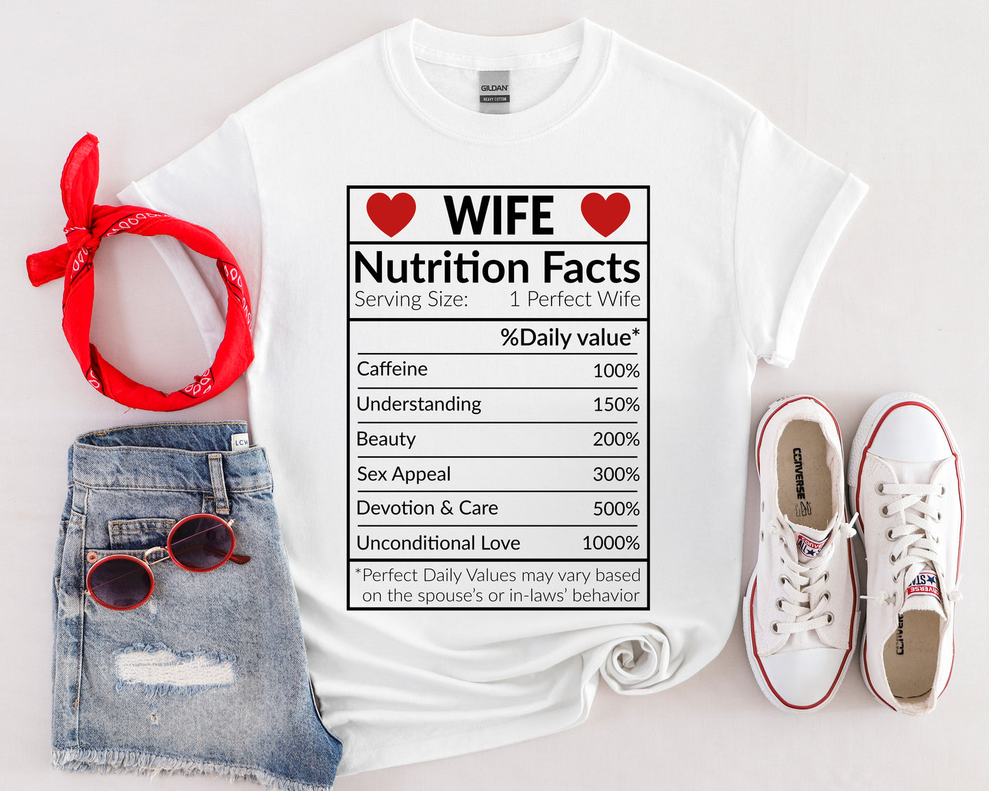 Humorous Wife Nutrition Facts T-Shirt | Perfect Gift for Spouses