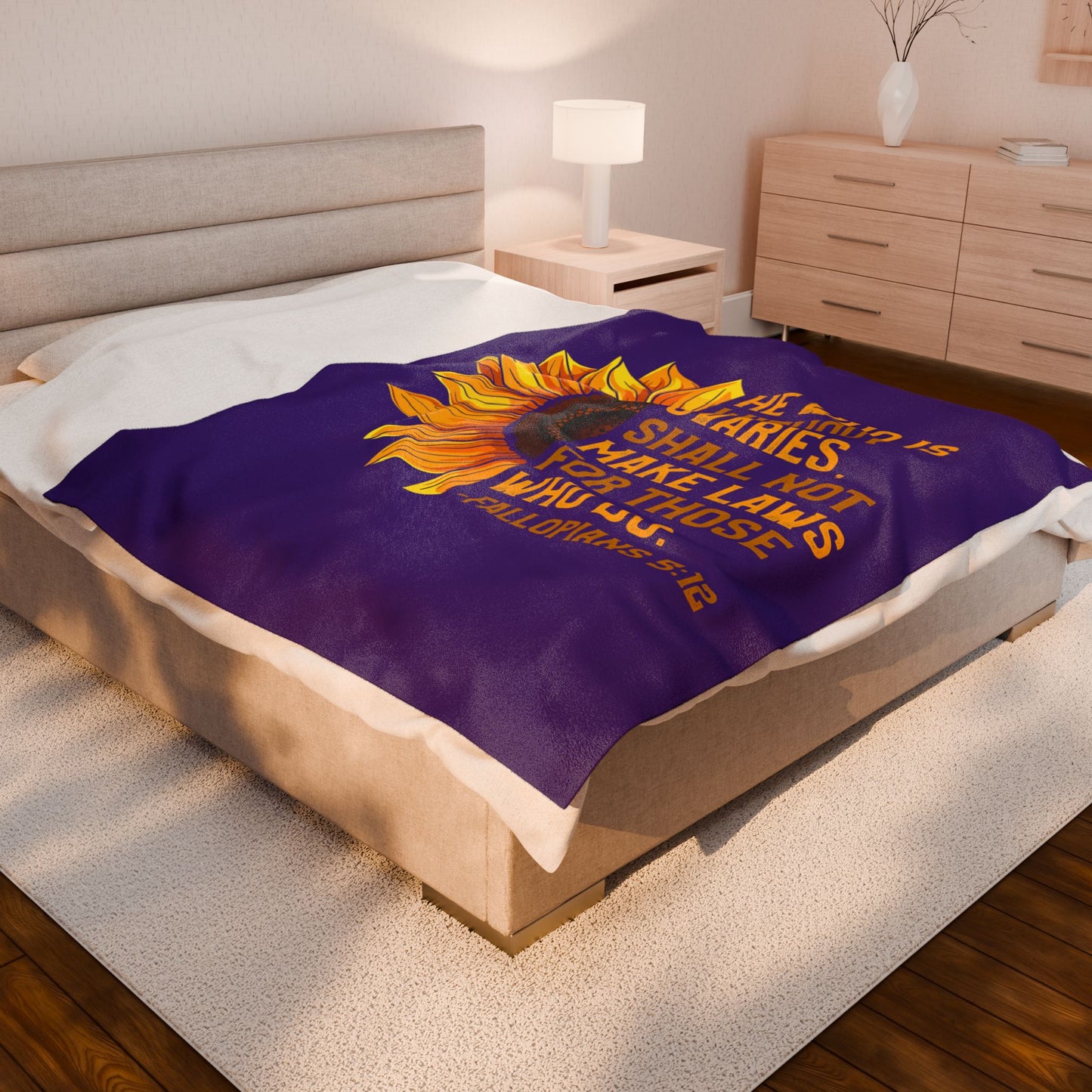 Sunflower Inspirational Plush Blanket, Cozy Throw for Home Decor, Gift for Friends, Unique Wedding Gift, Soft Blanket for All Seasons