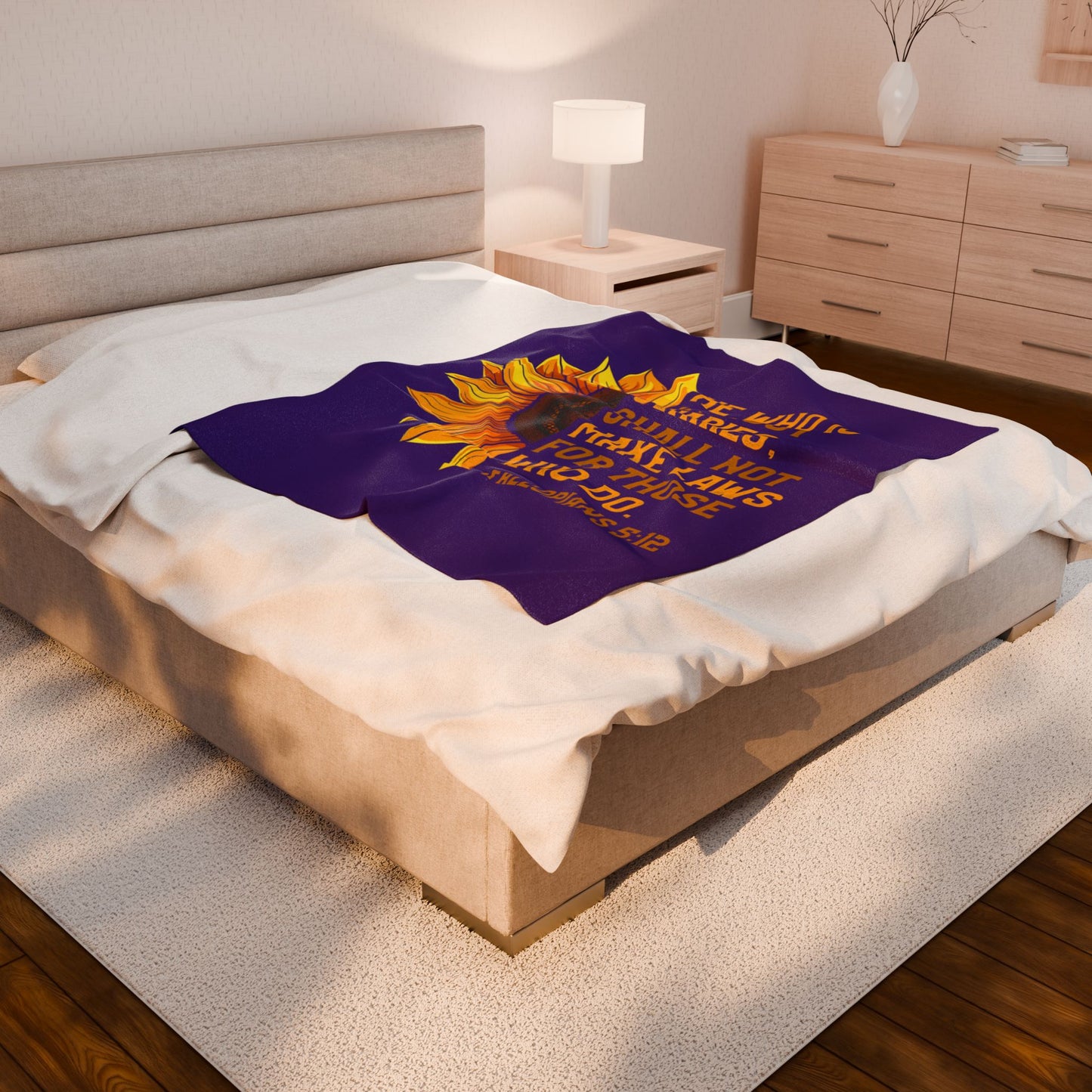 Sunflower Inspirational Plush Blanket, Cozy Throw for Home Decor, Gift for Friends, Unique Wedding Gift, Soft Blanket for All Seasons