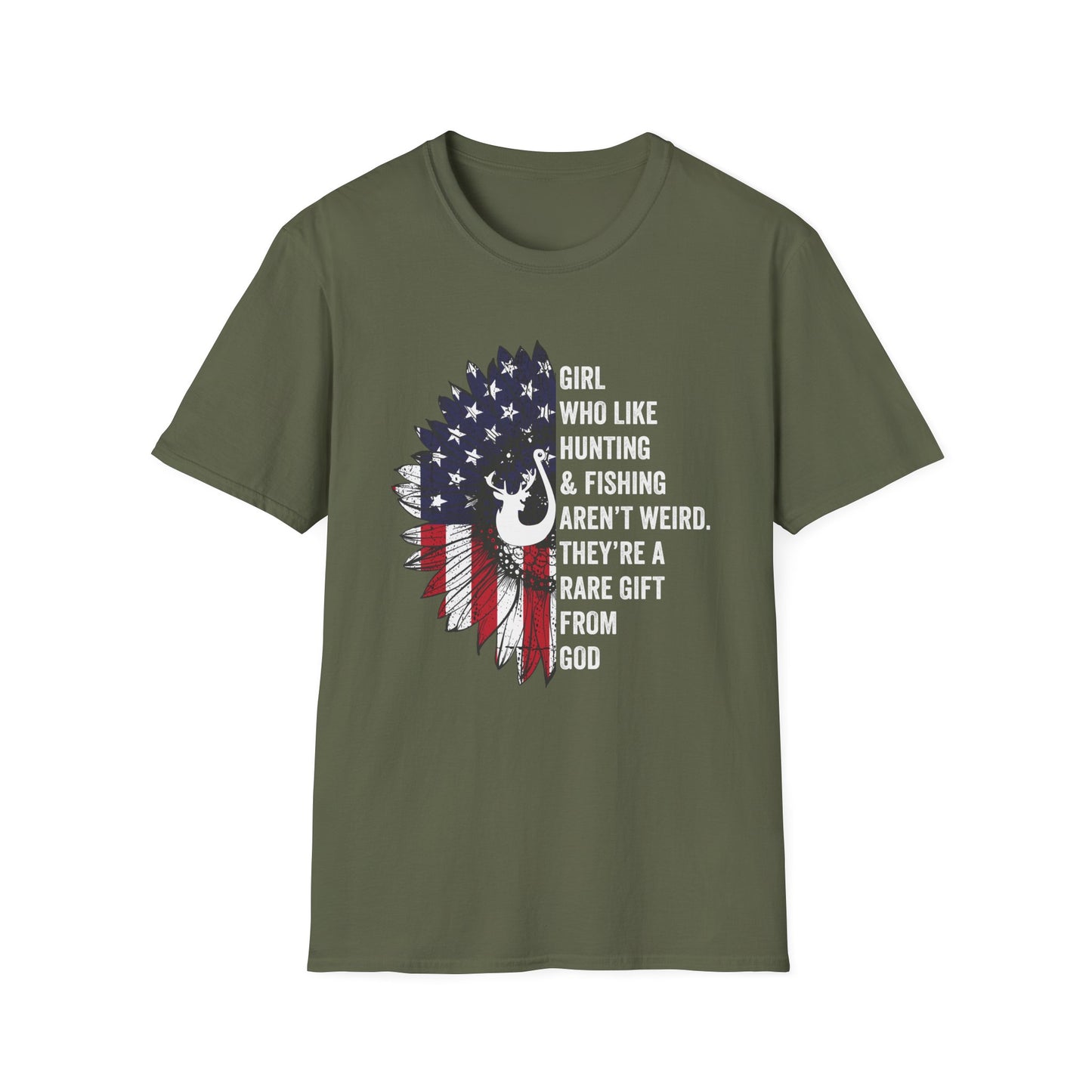 Unisex Softstyle T-Shirt - "Girl Who Likes Hunting & Fishing Aren't Weird" - Perfect for Outdoor Enthusiasts