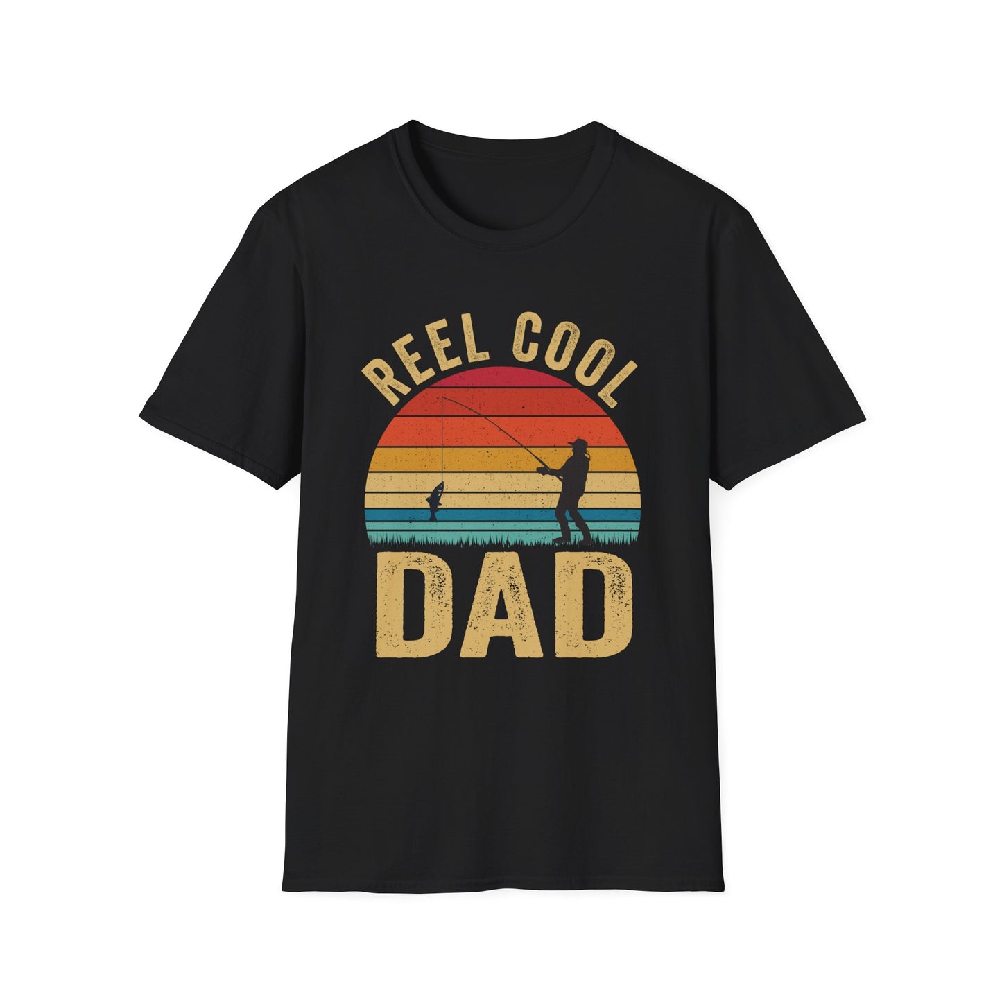 Reel Cool Dad Unisex Softstyle T-Shirt - Perfect Gift for Fishing Enthusiasts