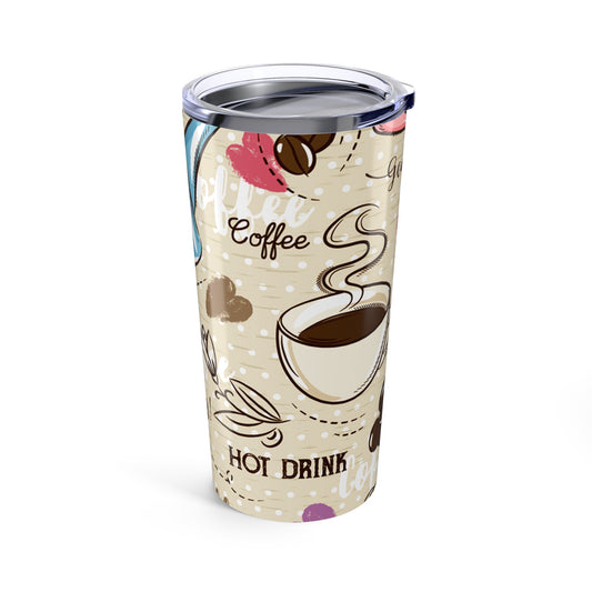 Coffee Lover's Tumbler, 20oz Travel Mug, Cute Coffee Cup, Gift for Barista, Morning Coffee Enthusiast