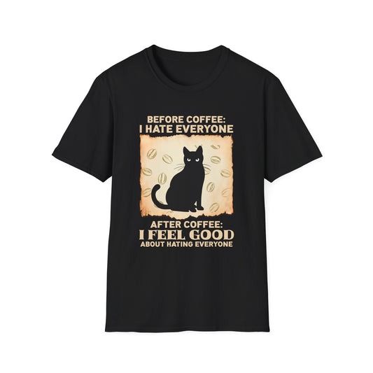Coffee Lover Unisex T-Shirt - Before Coffee I Hate Everyone