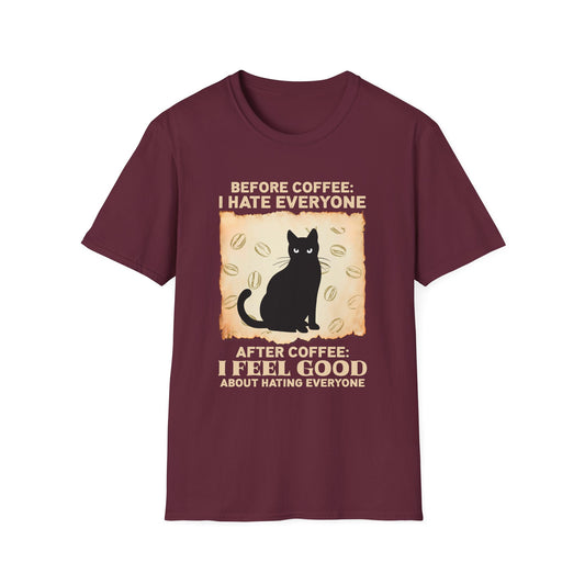 Coffee Lover Unisex T-Shirt - Before Coffee I Hate Everyone