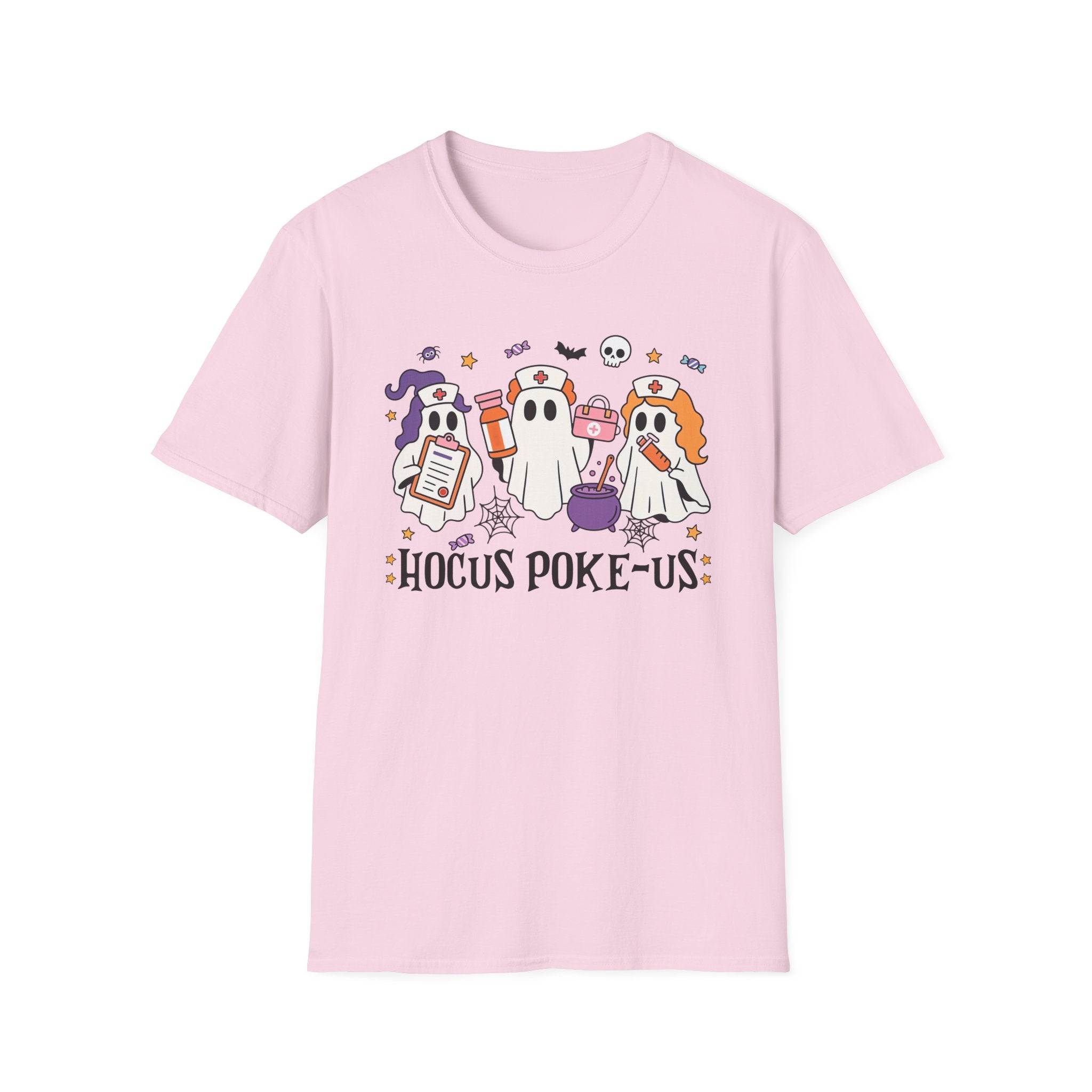 Hocus Poke-us Ghost T-Shirt, Unisex Softstyle Tee, Spooky Shirt for Fall Celebrations
