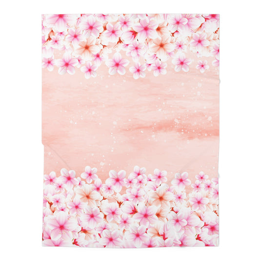 Floral Baby Swaddle Blanket, Soft Nursery Wrap, Newborn Gift, Baby Shower & Photography Prop, Pink Blossom Baby Bedding