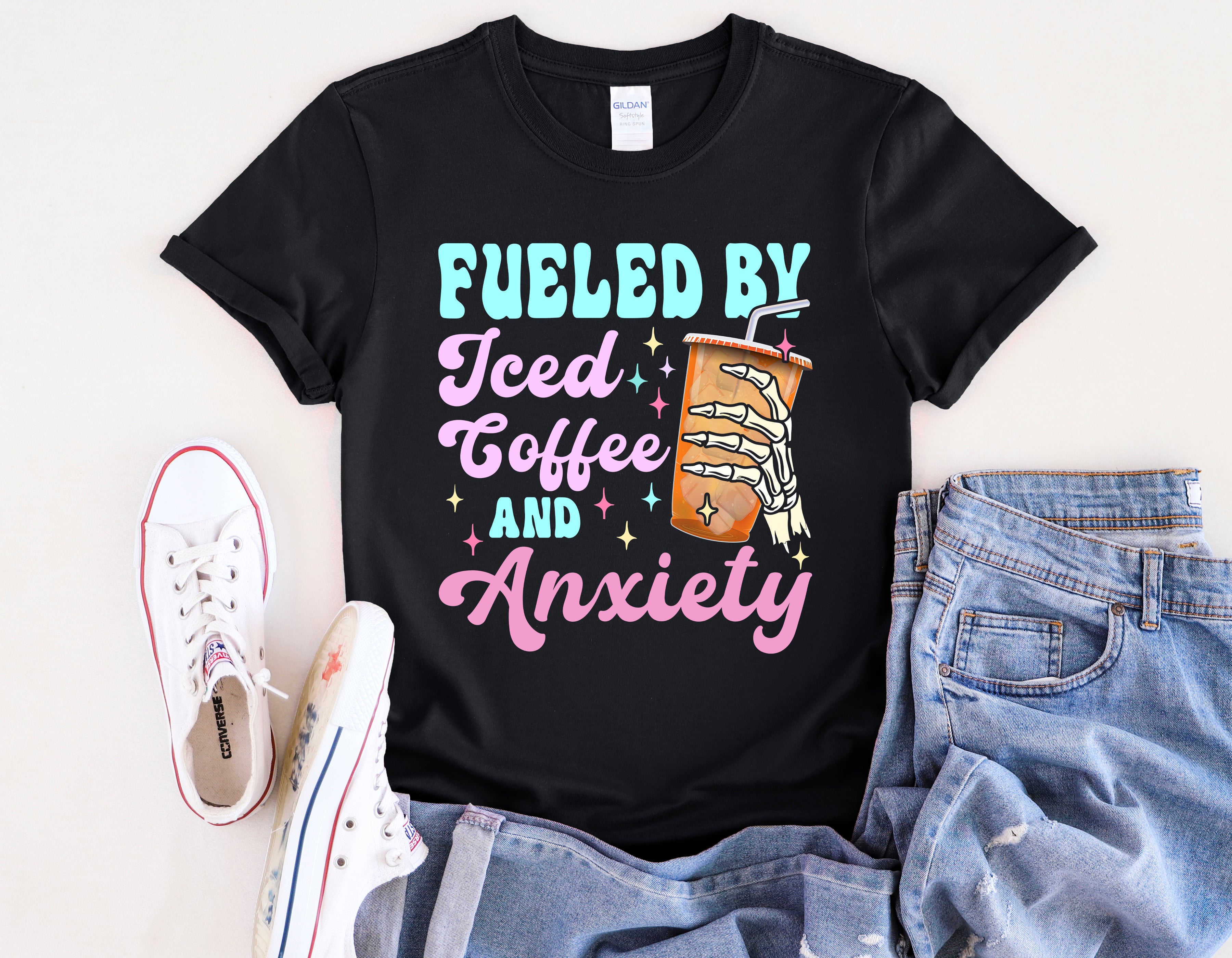 Fueled by Iced Coffee & Anxiety T-Shirt
