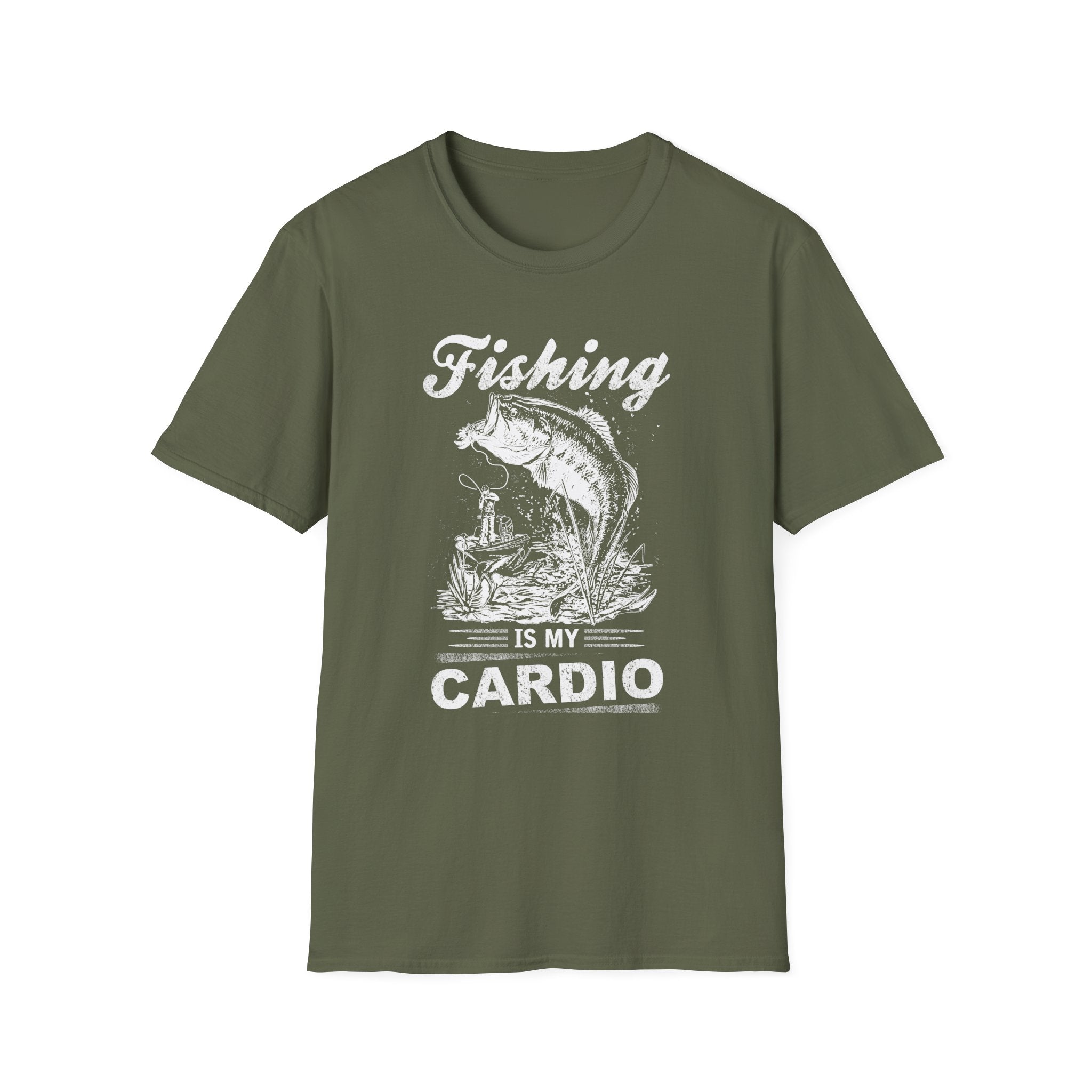 Fishing Is My Cardio Unisex Softstyle T-Shirt - Perfect for Anglers