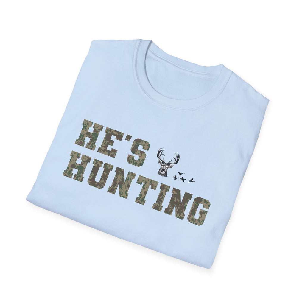 Men's Camo Print Hunting T-Shirt - He's Hunting