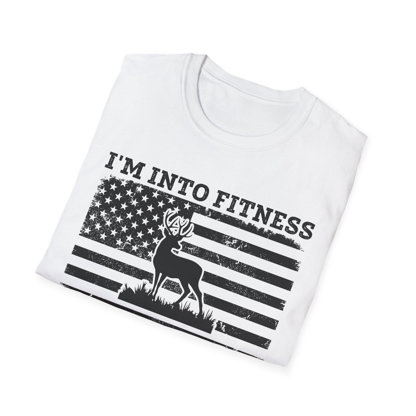 I'm Into Fitness Deer Graphic T-Shirt - Unisex Softstyle Tee for Outdoor Enthusiasts