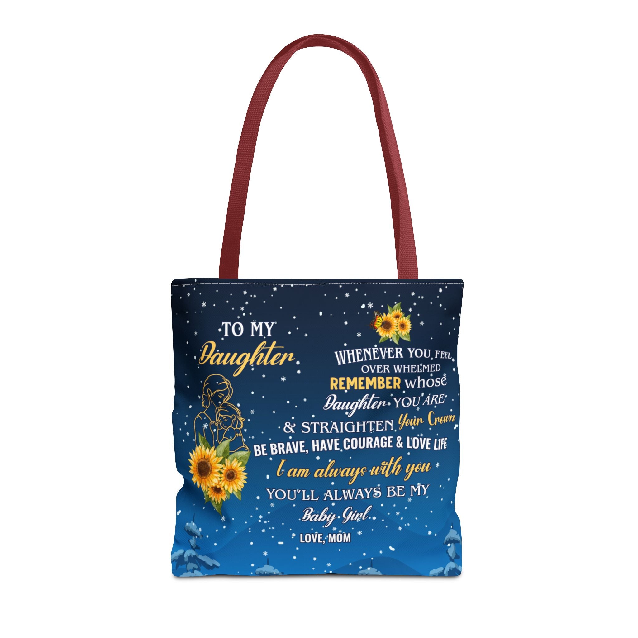 Heartfelt Sunflower Tote Bag for Daughters | Inspirational Gift | Birthday, Graduation, Mother's Day, Everyday Use, Floral Art