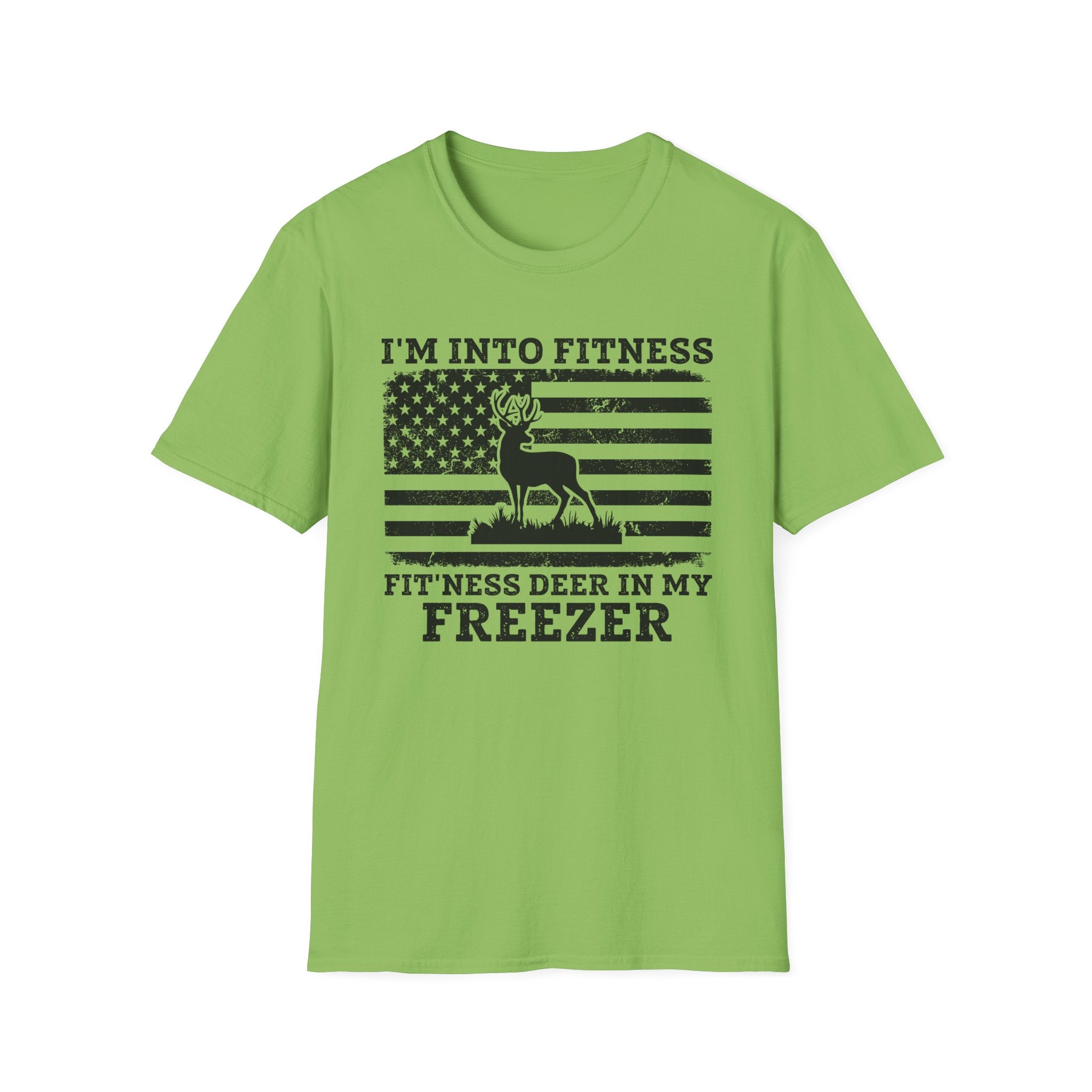 I'm Into Fitness Deer Graphic T-Shirt - Unisex Softstyle Tee for Outdoor Enthusiasts