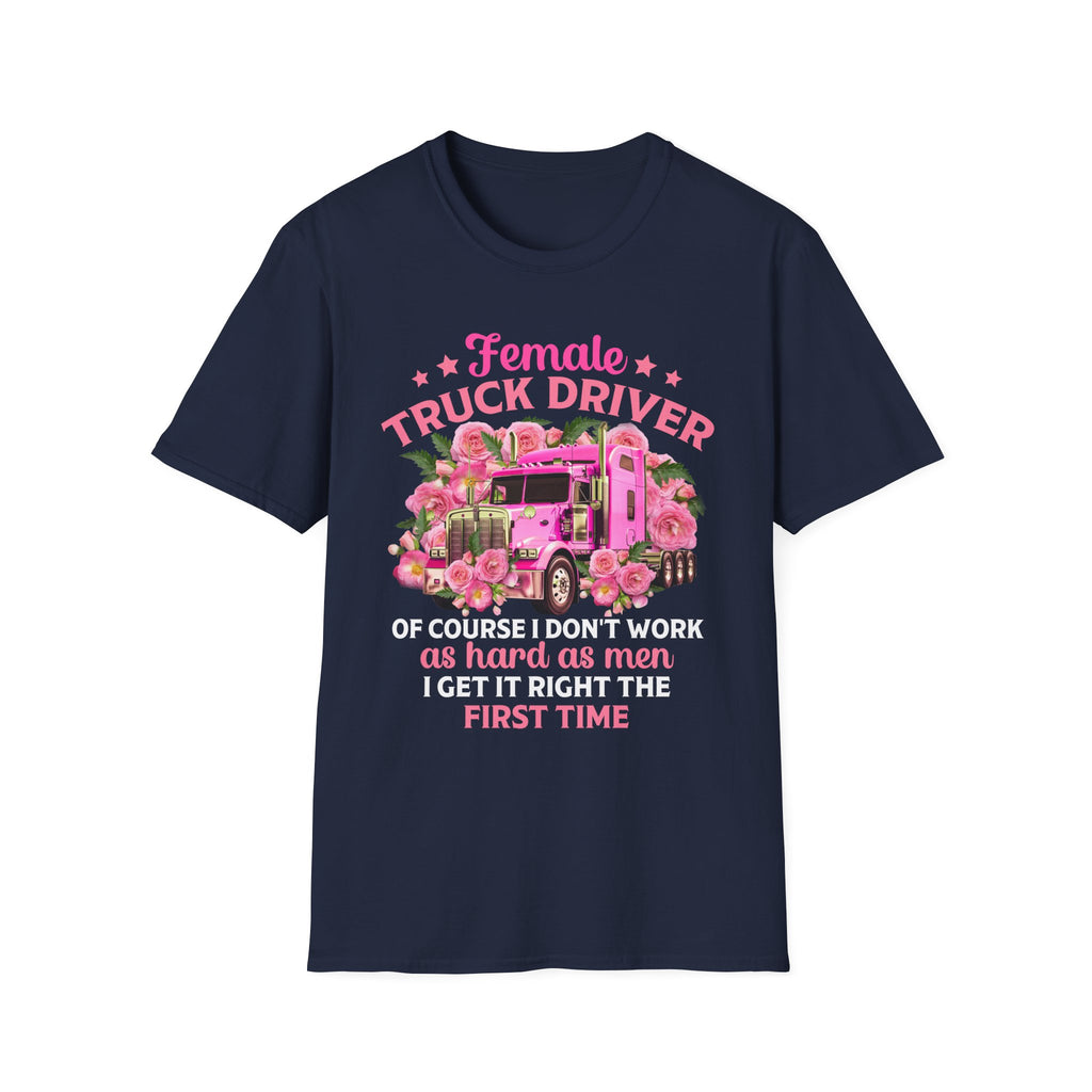Female Truck Driver Floral T-Shirt | Gift for Women, Trucking Enthusiasts, Birthday Apparel, Inspirational Shirt, Casual Wear