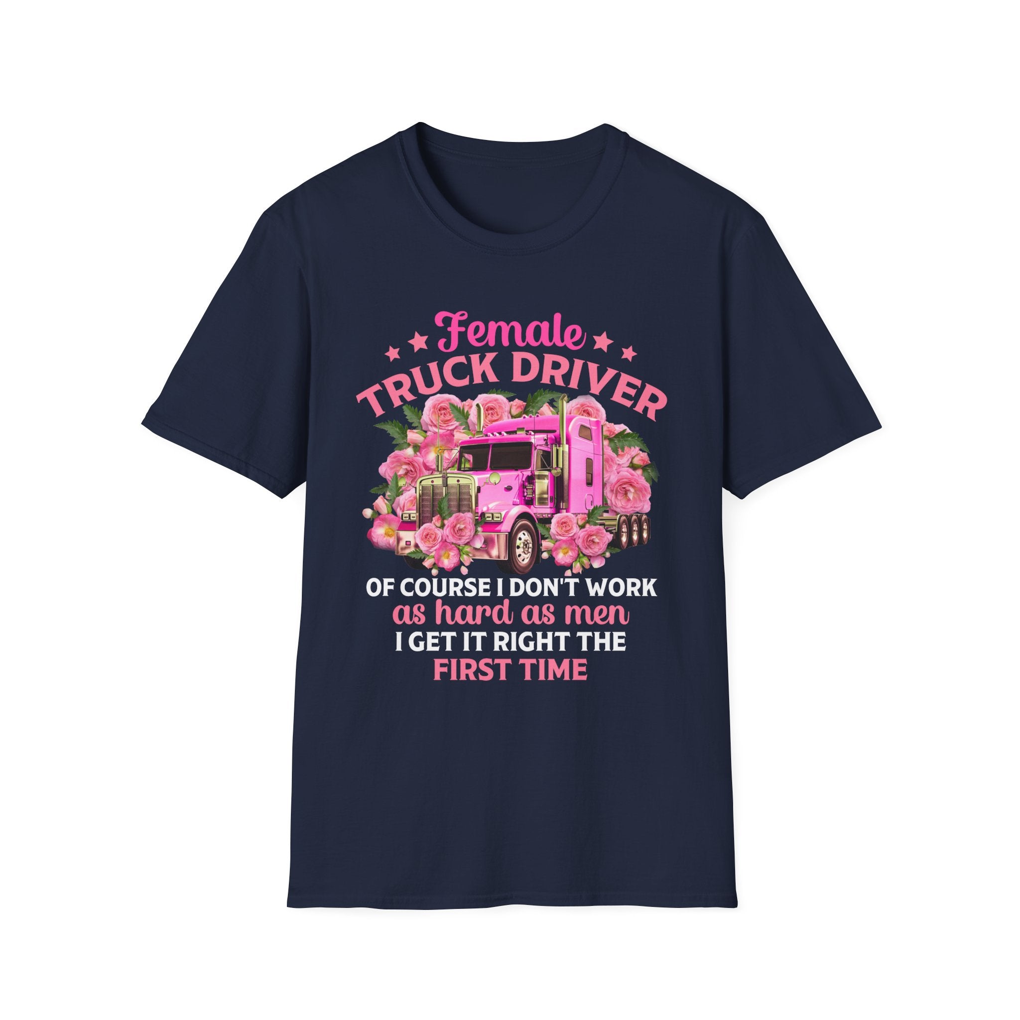 Female Truck Driver Floral T-Shirt | Gift for Women, Trucking Enthusiasts, Birthday Apparel, Inspirational Shirt, Casual Wear