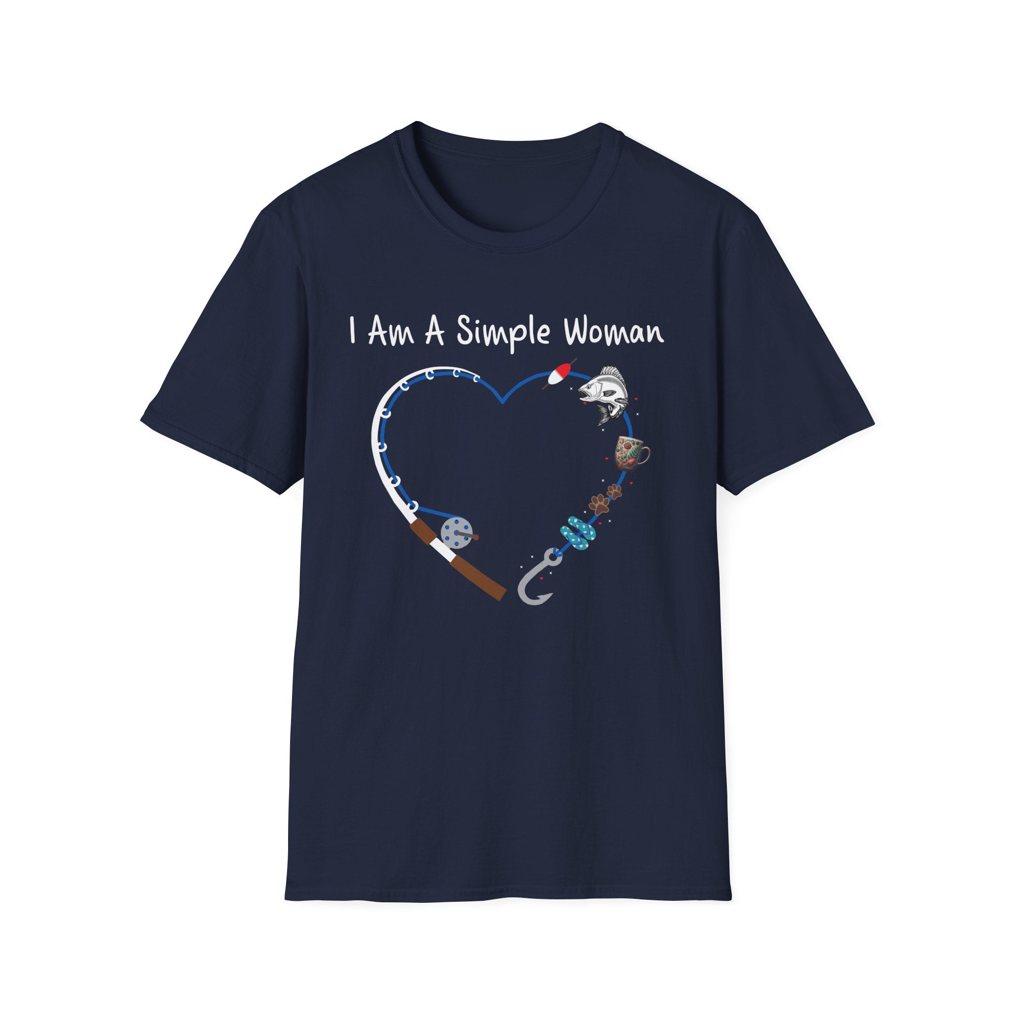 I Am A Simple Woman Fishing T-Shirt - Unisex Softstyle Tee for Casual Wear