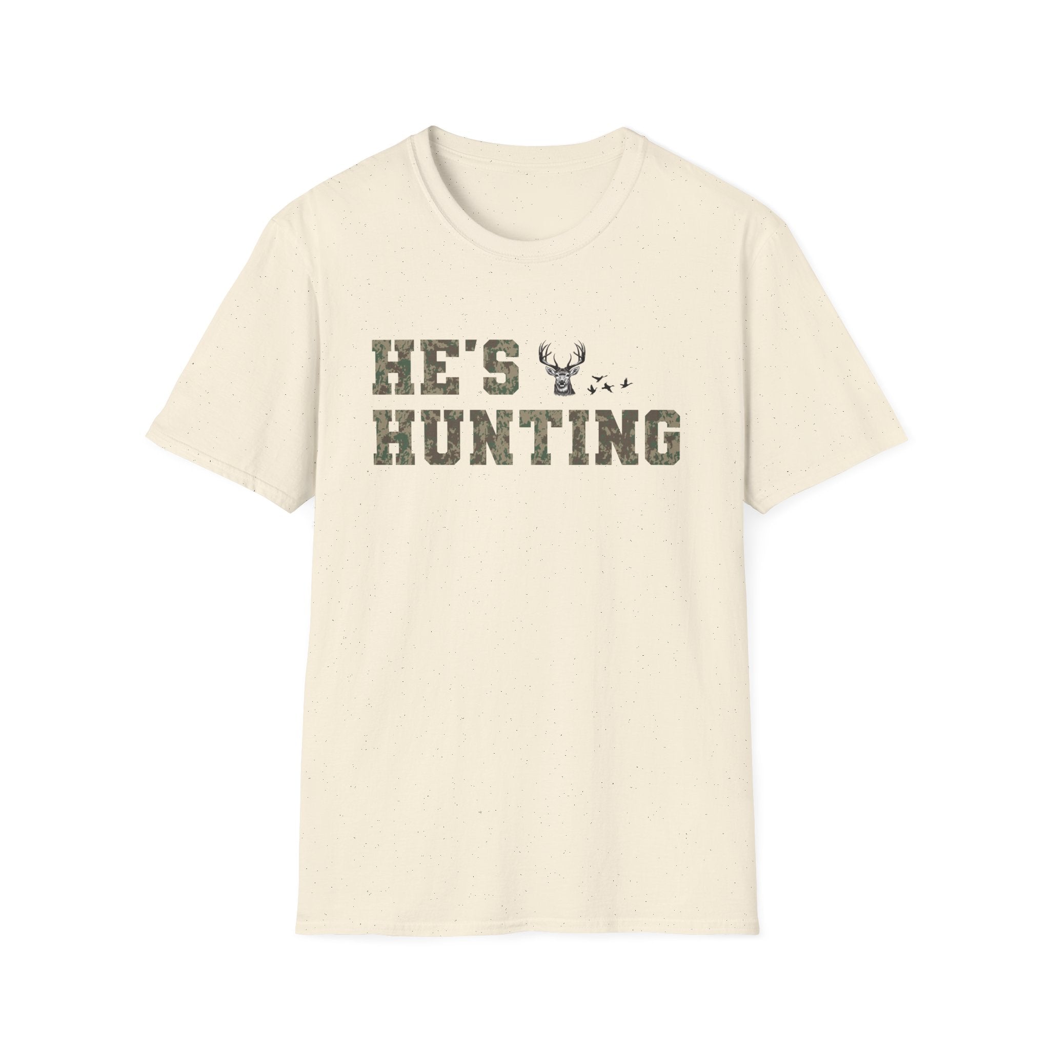 Men's Camo Print Hunting T-Shirt - He's Hunting