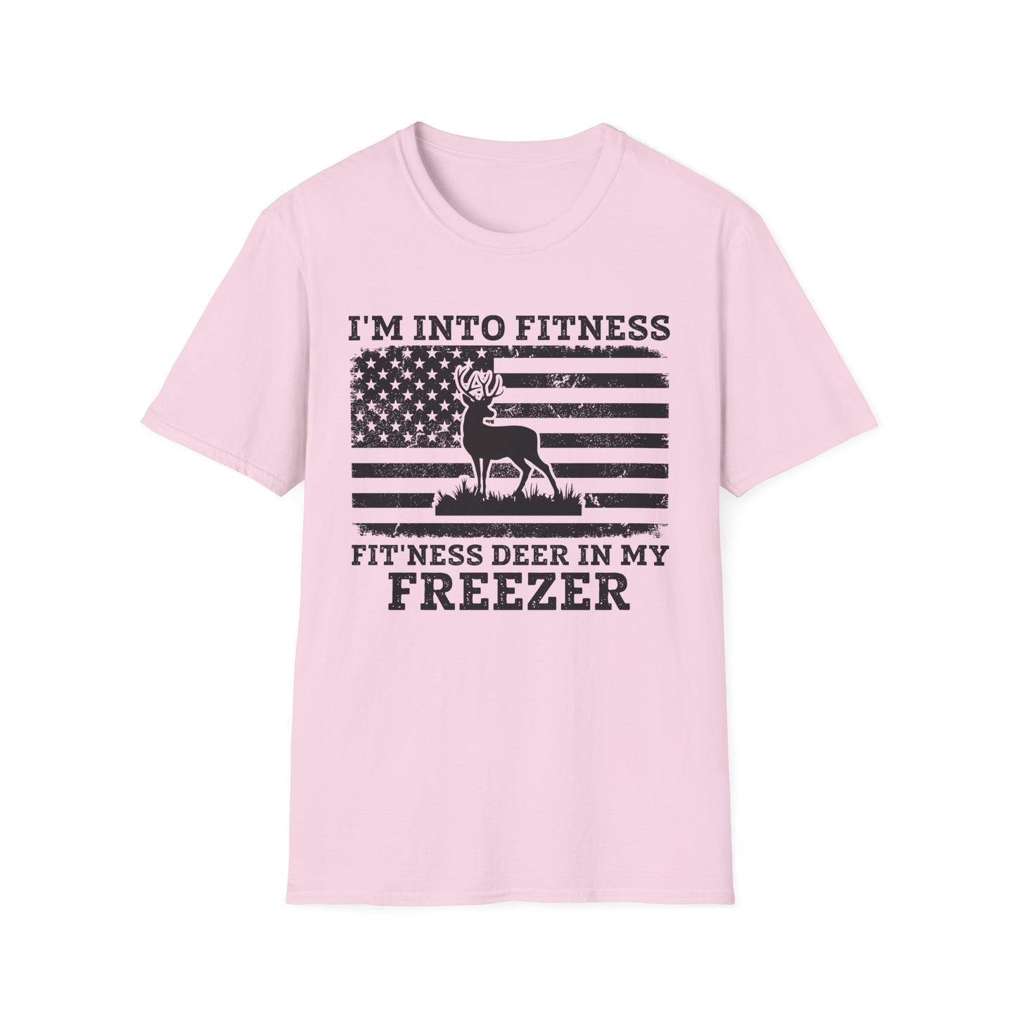 I'm Into Fitness Deer Graphic T-Shirt - Unisex Softstyle Tee for Outdoor Enthusiasts