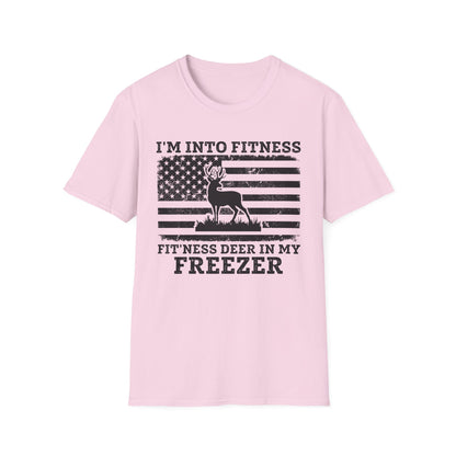 I'm Into Fitness Deer Graphic T-Shirt - Unisex Softstyle Tee for Outdoor Enthusiasts