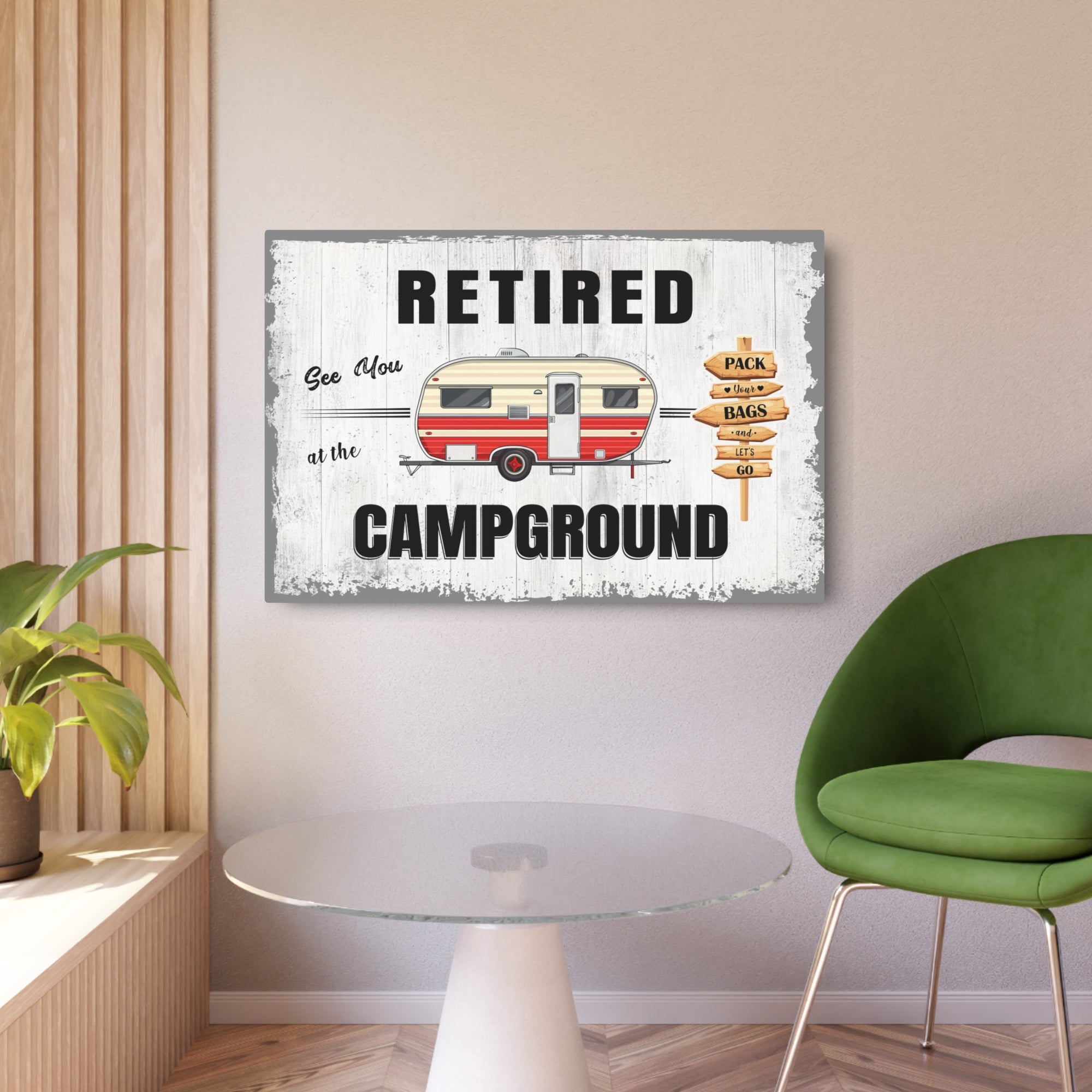 Retired Camping Metal Art Sign, Vintage Camper Decor, RV Retirement Gift, Campground Wall Art, Travel Enthusiast Home Decor