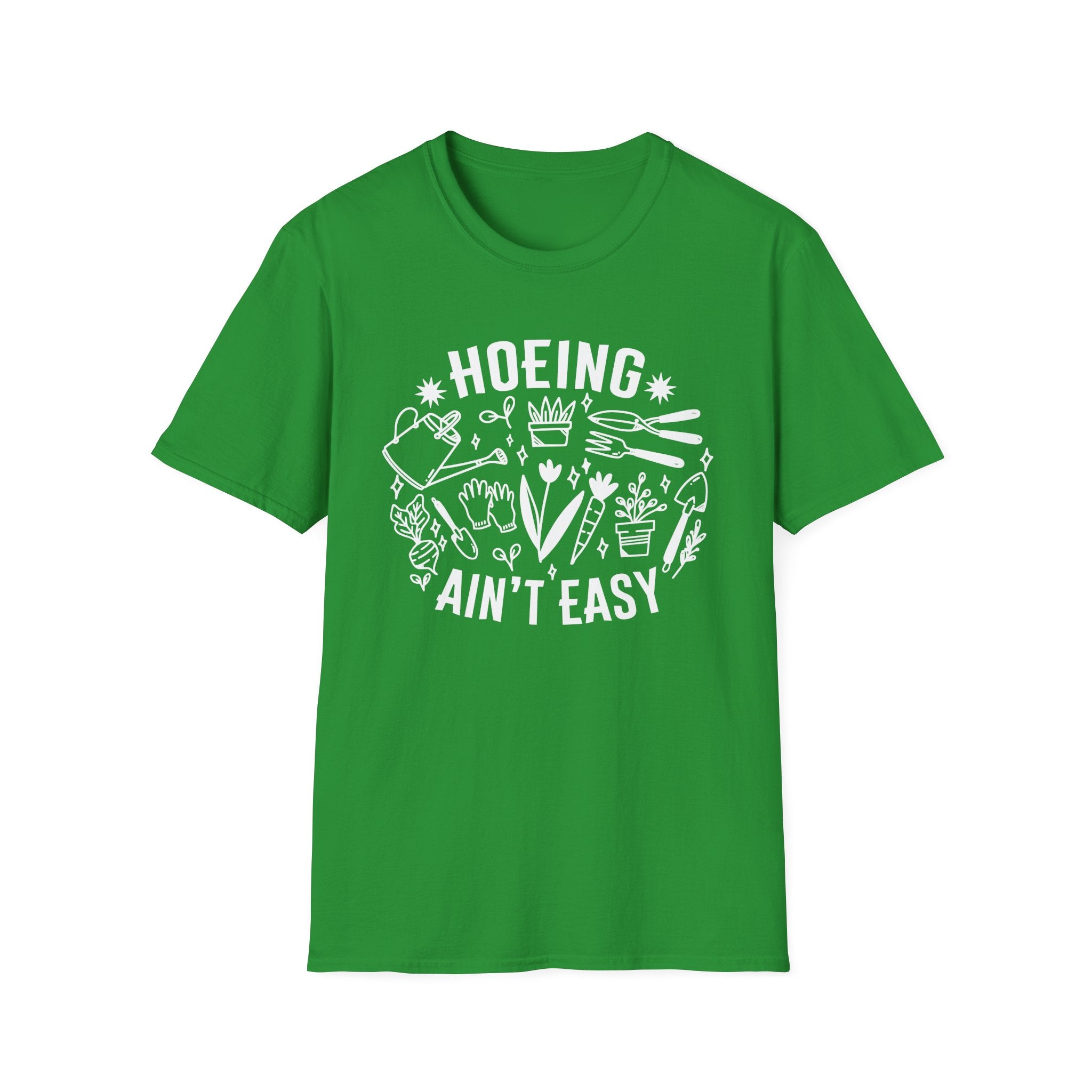 Hoeing Ain't Easy Unisex Softstyle T-Shirt, Gardening Tee, Funny Farm Shirt, Plant Lover Gift, Casual Everyday Wear