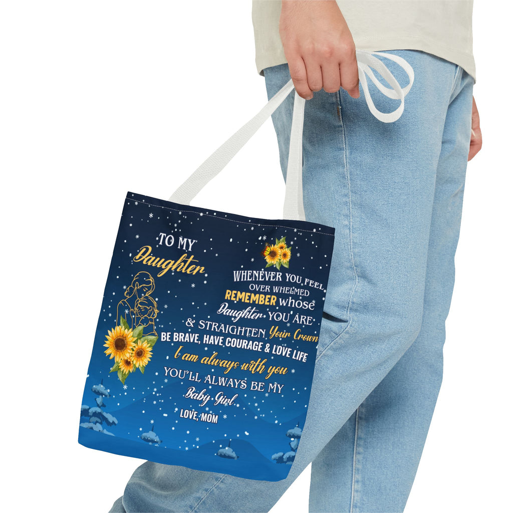 Heartfelt Sunflower Tote Bag for Daughters | Inspirational Gift | Birthday, Graduation, Mother's Day, Everyday Use, Floral Art