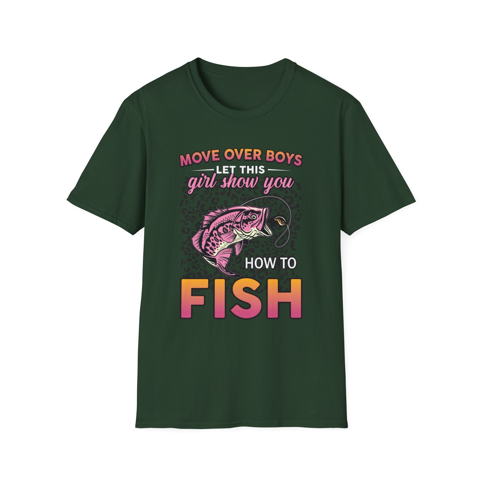 Fishing T-Shirt for Girls - 'Move Over Boys, Let This Girl Show You How to Fish'
