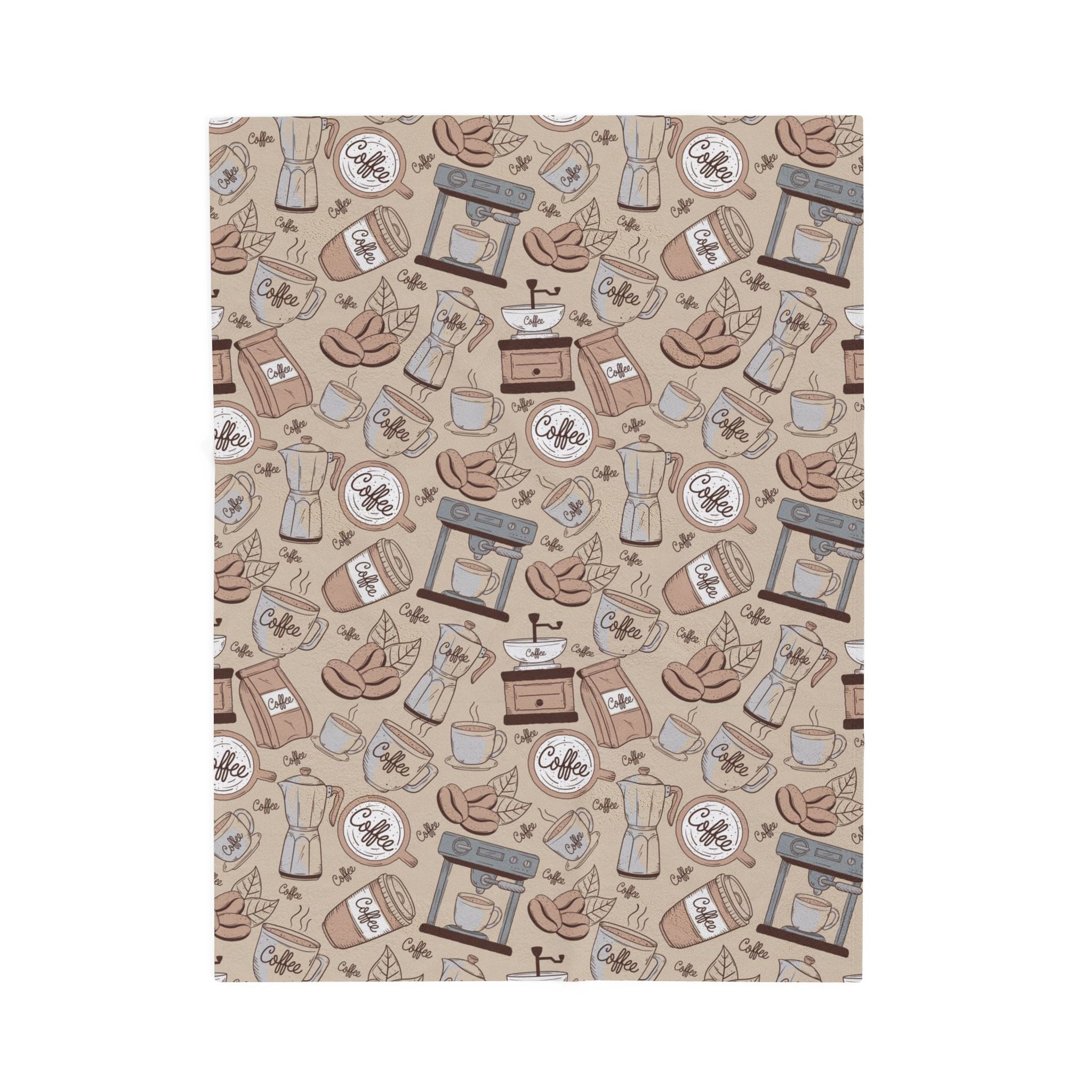 Cozy Coffee-Themed Velveteen Plush Blanket, Perfect for Coffee Lovers, Gift for Home Decor, Soft Throw for Fall, Warm Blanket for Relaxing