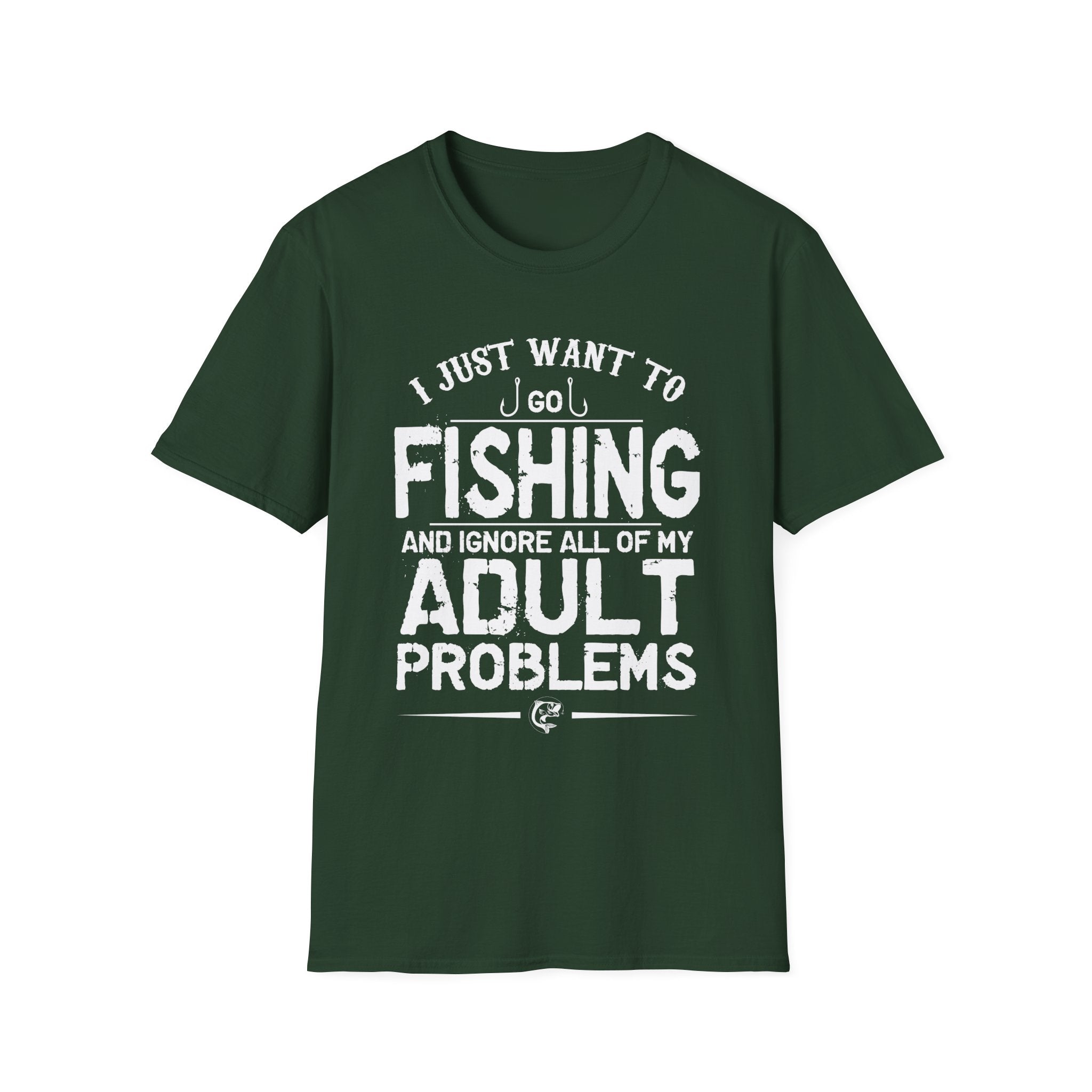 I Just Want to Fish Unisex Softstyle T-Shirt - Funny Fishing Apparel