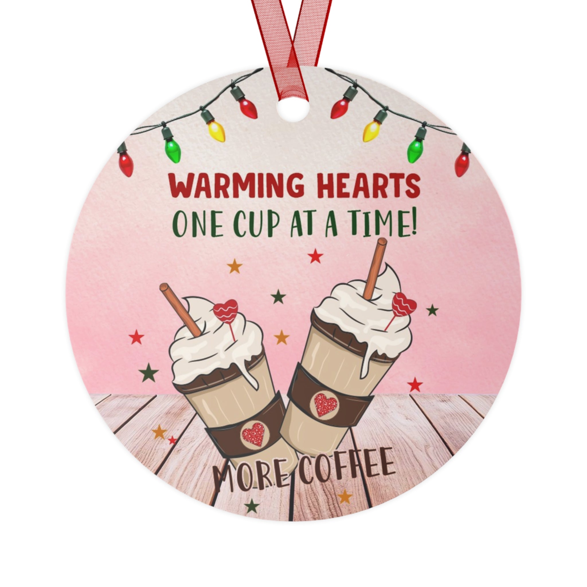 Festive Metal Ornaments for Coffee Lovers, Holiday Decor, Personalized Gifts, Tree Decorations, Warming Hearts Decor
