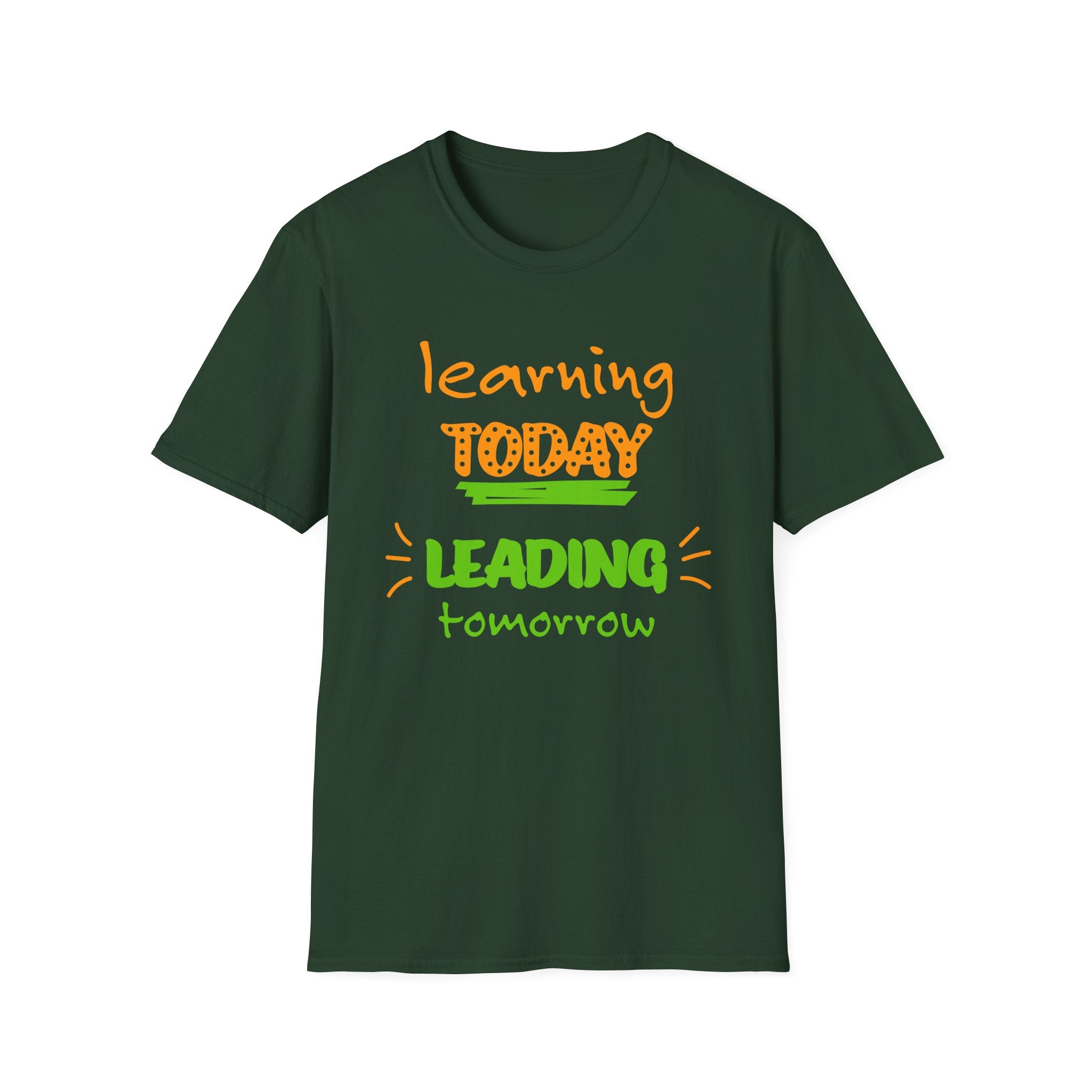 Learning Today Leading Tomorrow Unisex Softstyle T-Shirt, Inspirational Shirt, Back to School Gift, Teacher Appreciation Tee