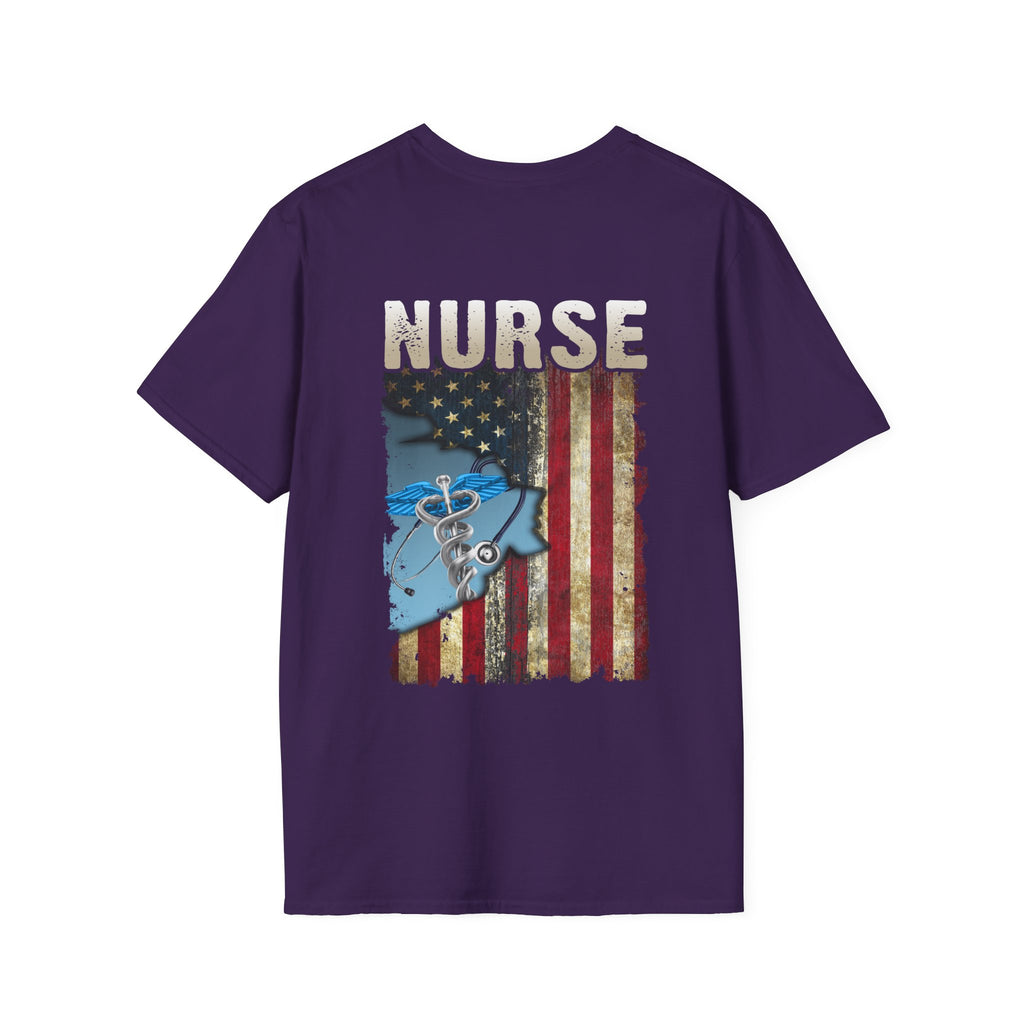 Patriotic Nurse Unisex Softstyle T-Shirt - Perfect Gift for Healthcare Heroes