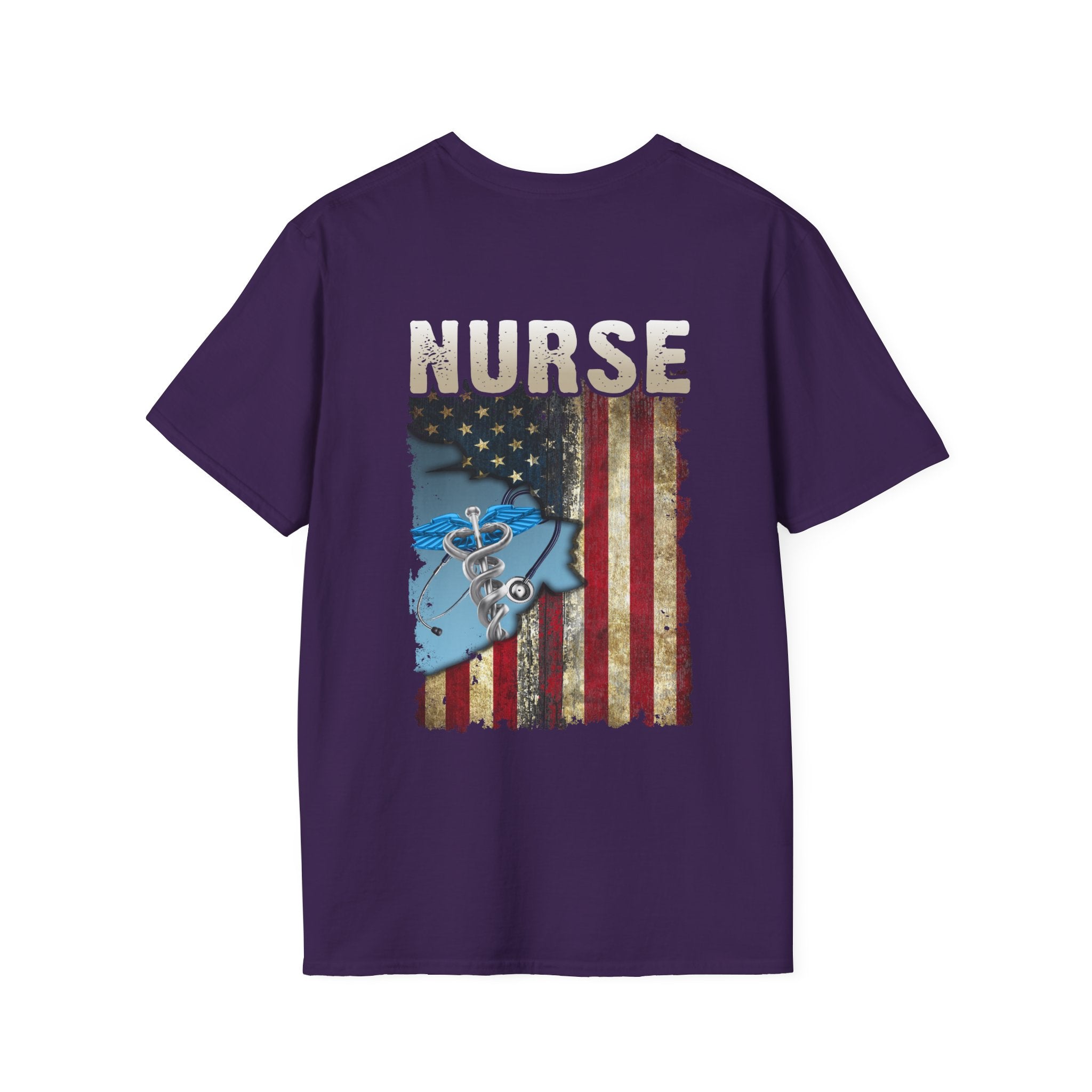 Patriotic Nurse Unisex Softstyle T-Shirt - Perfect Gift for Healthcare Heroes