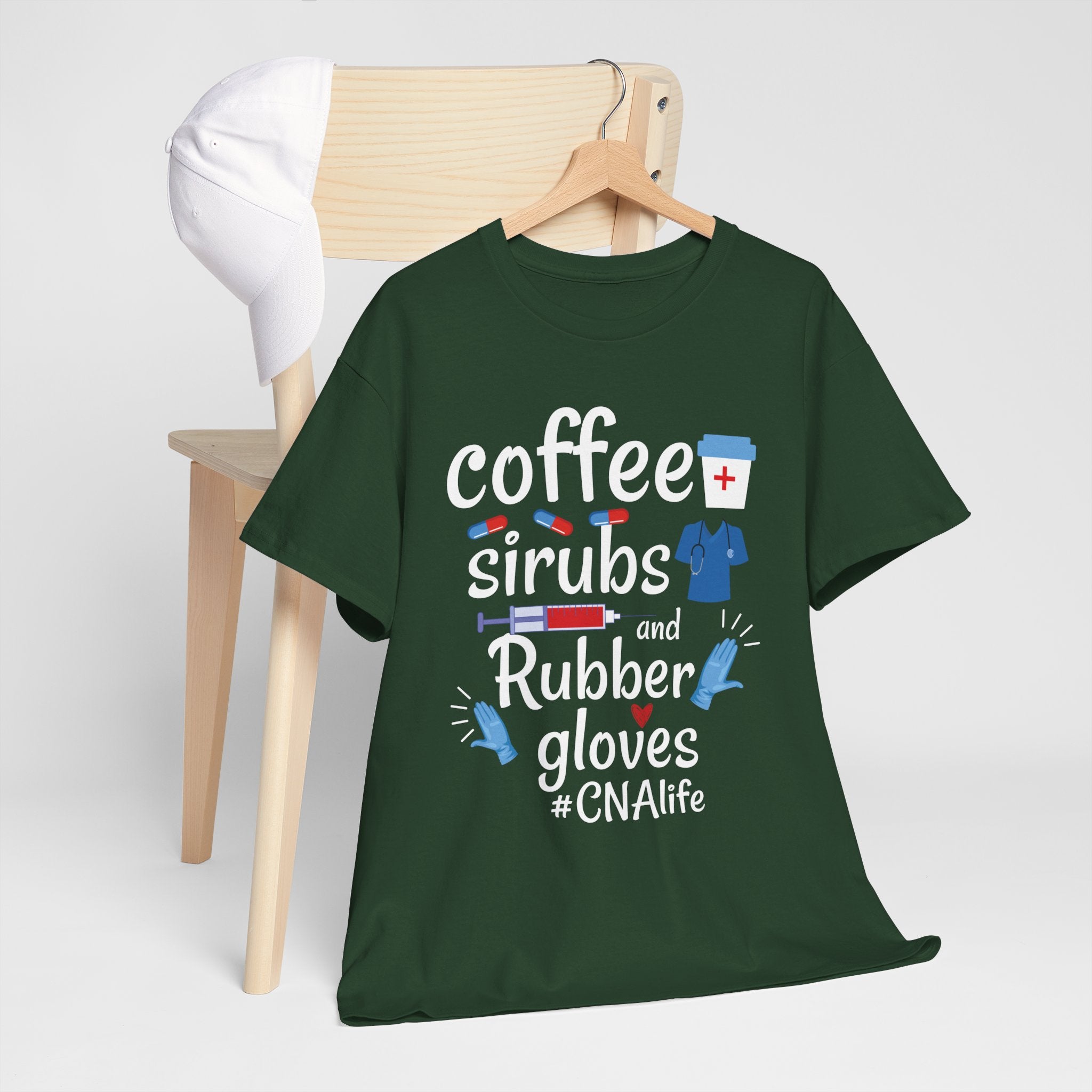 CNA Life T‑Shirt — "Coffee, Scrubs and Rubber Gloves" Nursing Tee