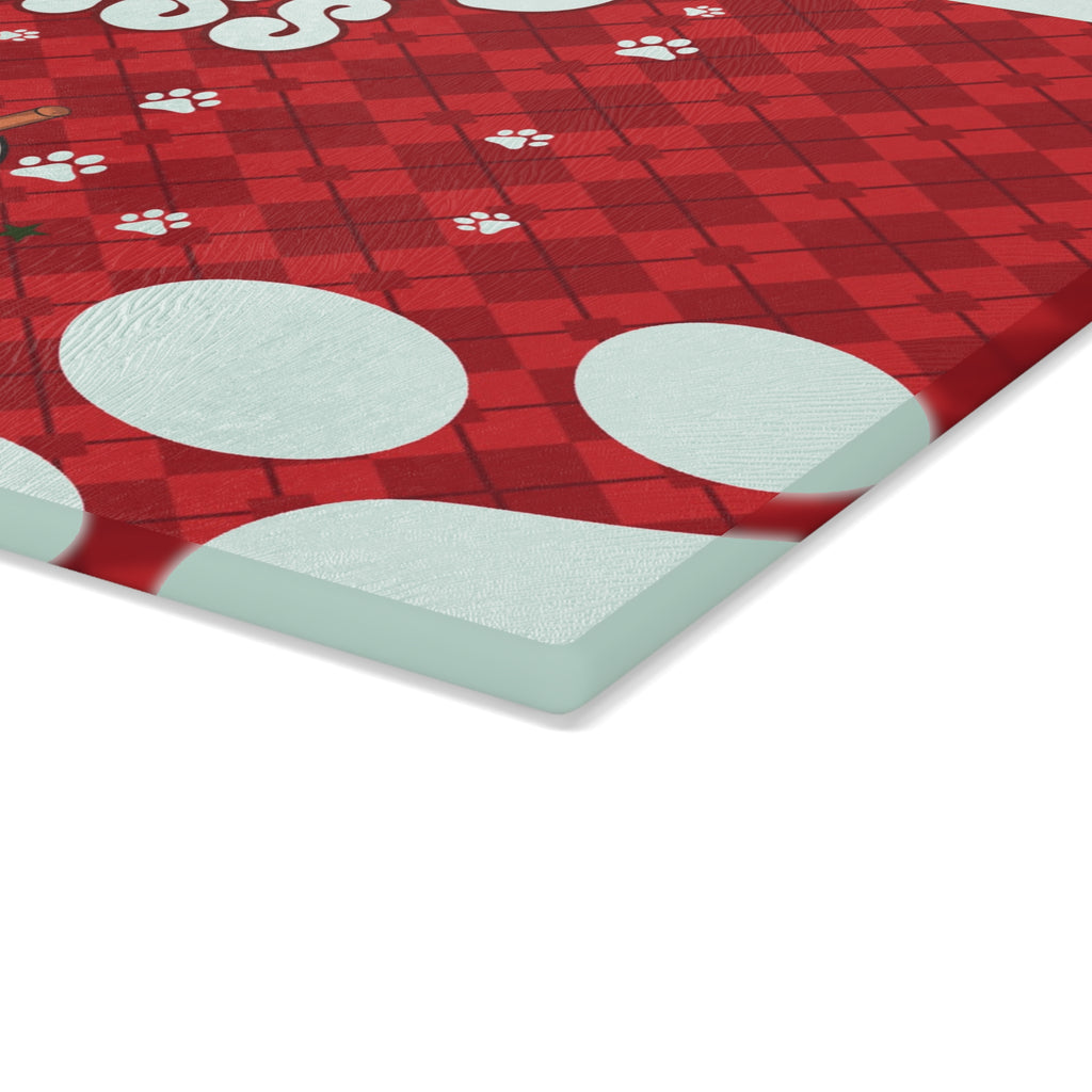 Cute Pet-Themed Glass Cutting Board - 'Brewed Bliss' - Kitchen Decor, Gift for Dog Lovers, Unique Home Accessory, Pet Owner Present