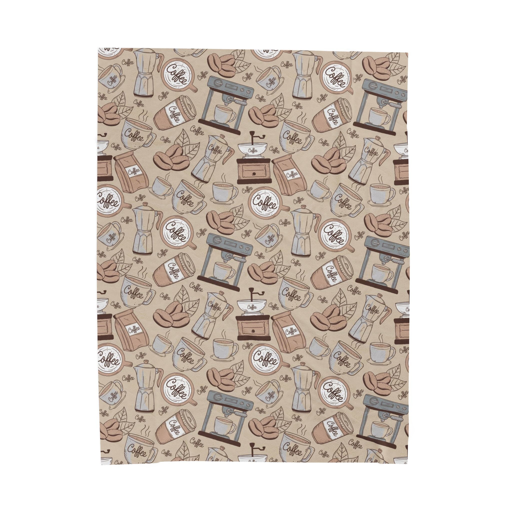 Cozy Coffee-Themed Velveteen Plush Blanket, Perfect for Coffee Lovers, Gift for Home Decor, Soft Throw for Fall, Warm Blanket for Relaxing