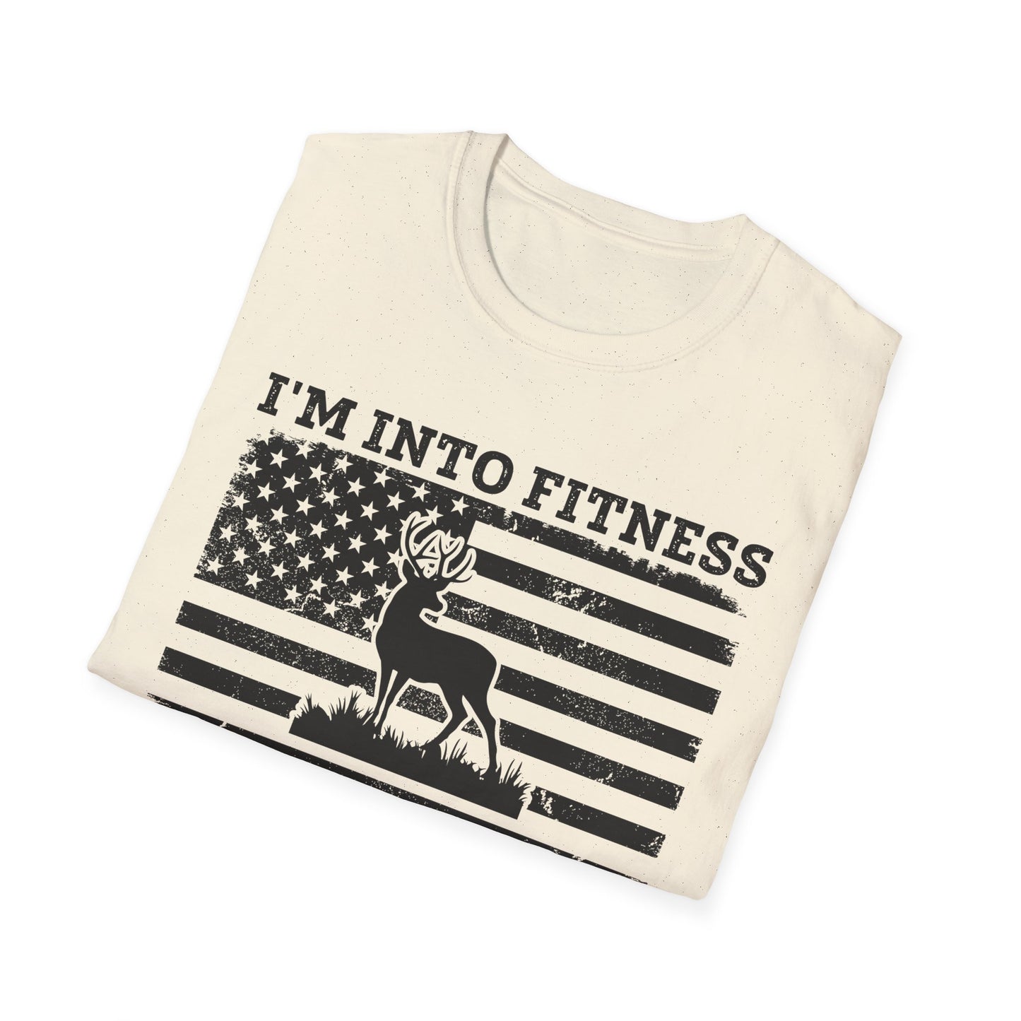 I'm Into Fitness Deer Graphic T-Shirt - Unisex Softstyle Tee for Outdoor Enthusiasts
