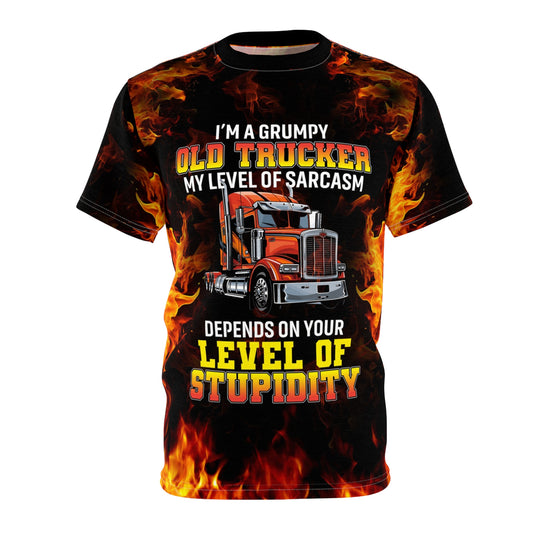 Grumpy Old Trucker Graphic Tee, Funny Truck Driver Shirt, Sarcasm Humor Top, Gift for Truckers, Road Trip Apparel