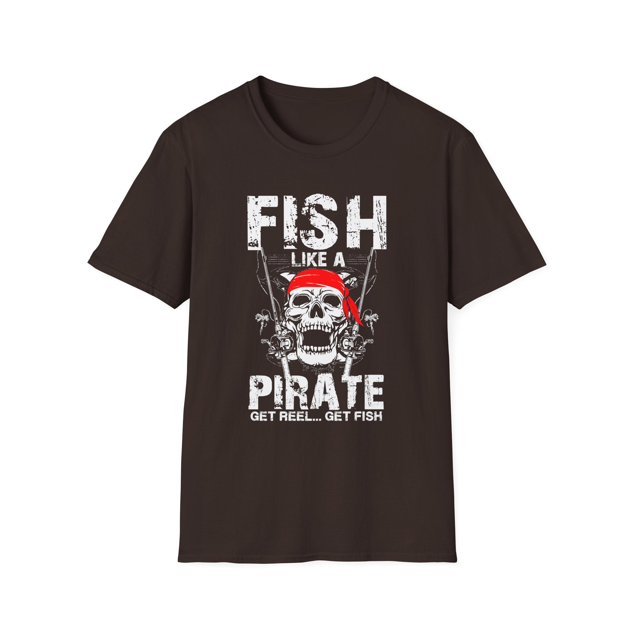 Fish Like a Pirate Unisex Softstyle T-Shirt - Perfect for Fishing Enthusiasts!