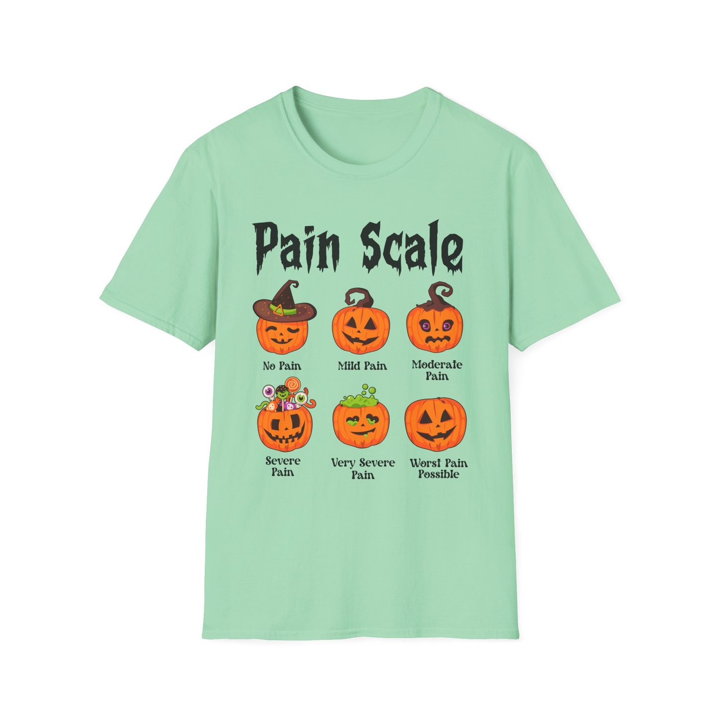 Pain Scale Nurse T-Shirt, Funny Tee, Pumpkin Graphic Shirt, Spooky Season Top, Gift for Pain Lovers