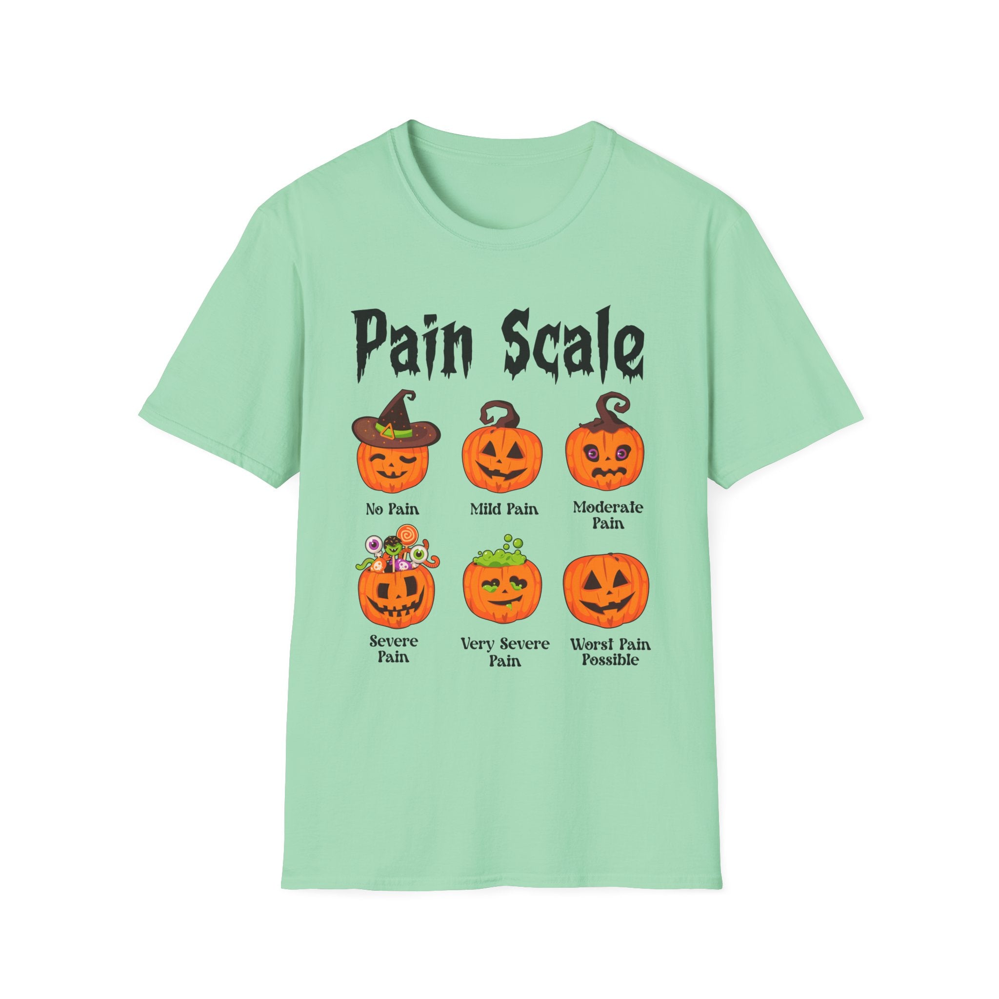 Pain Scale Nurse T-Shirt, Funny Tee, Pumpkin Graphic Shirt, Spooky Season Top, Gift for Pain Lovers