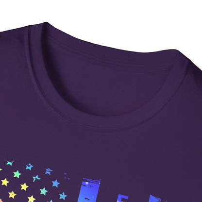 Pride Firefighter Unisex Softstyle T-Shirt - Colorful American Flag Design,,,..
