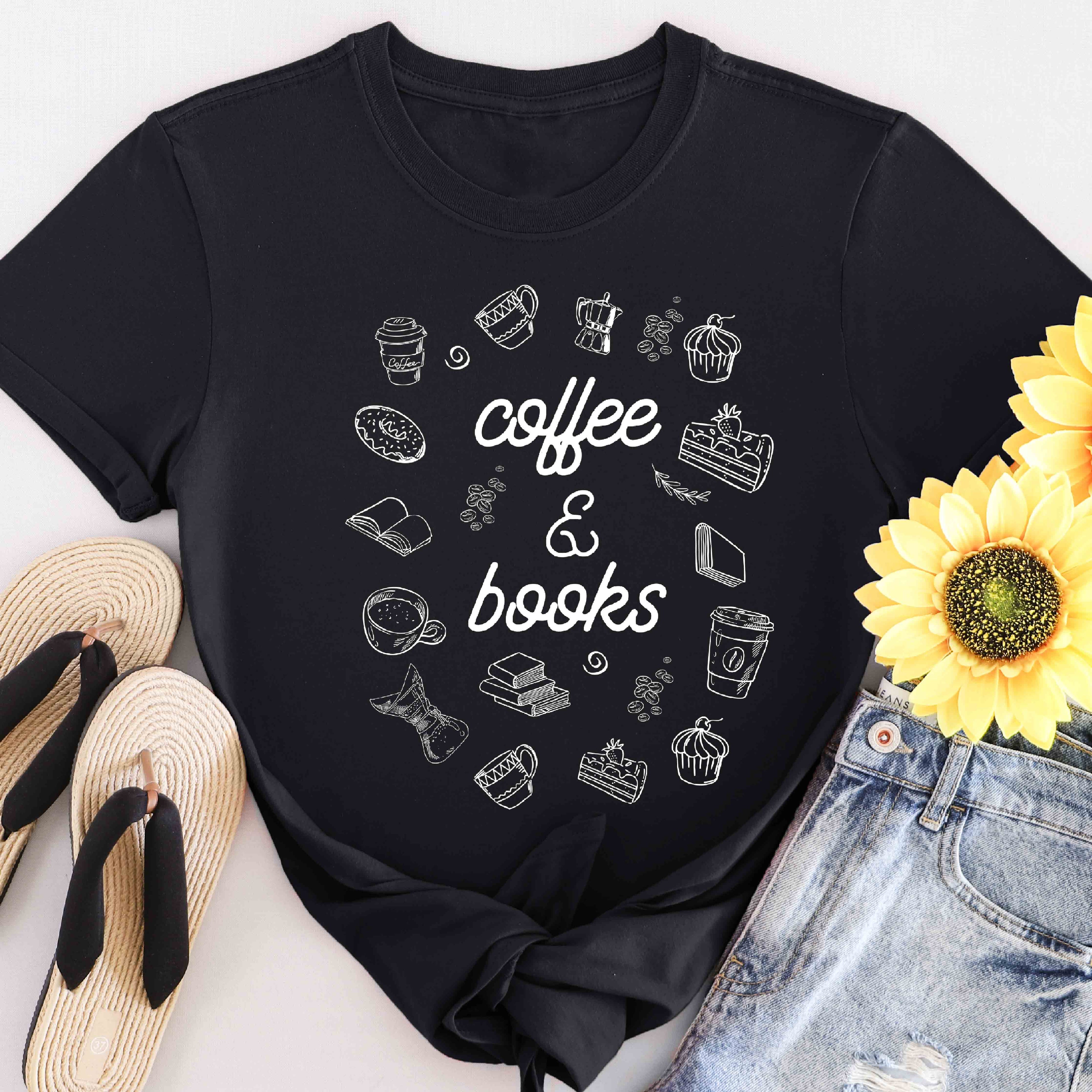 Coffee & Books Unisex Softstyle T-Shirt, Cute Coffee Lover Tee, Bookworm Gift Shirt, Cozy Reading Shirt, Literary Gift, Fun Graphic Tee
