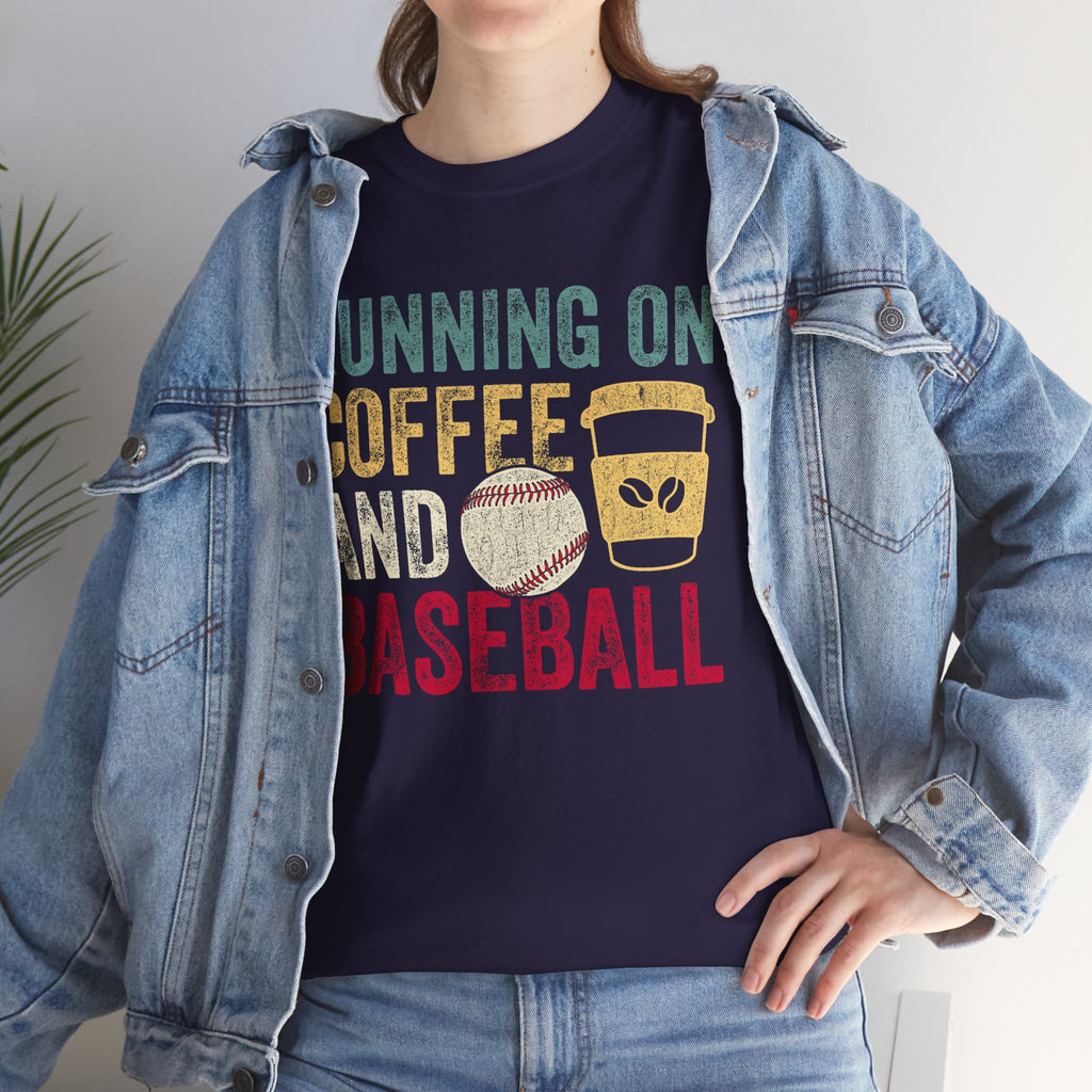 Running on Coffee and Baseball Tee — Vintage Baseball Fan T-Shirt