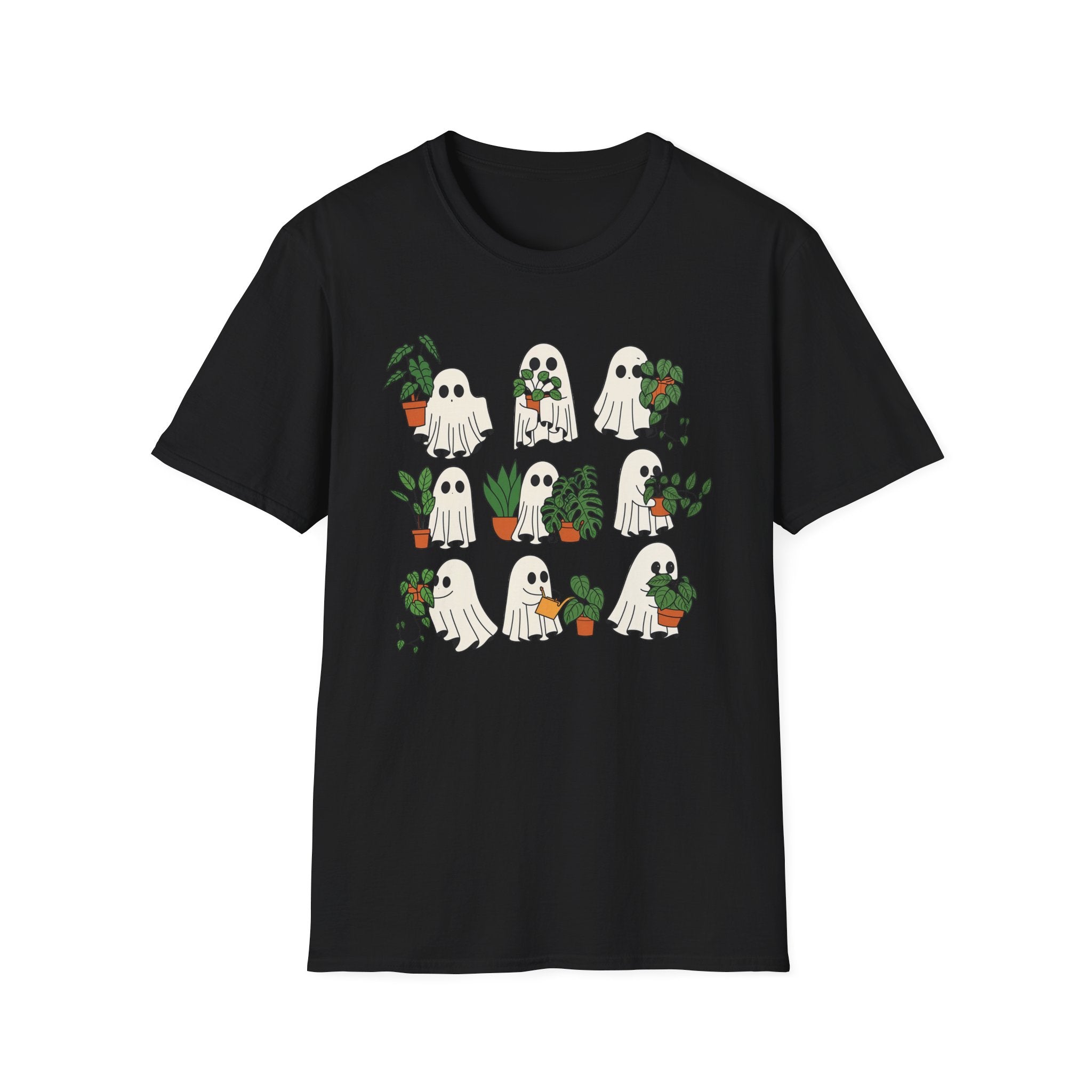 Whimsical Ghost Plant Lover T-Shirt – Perfect Gift for Halloween, Home Decor, Gardening, or Cozy Casual Wear